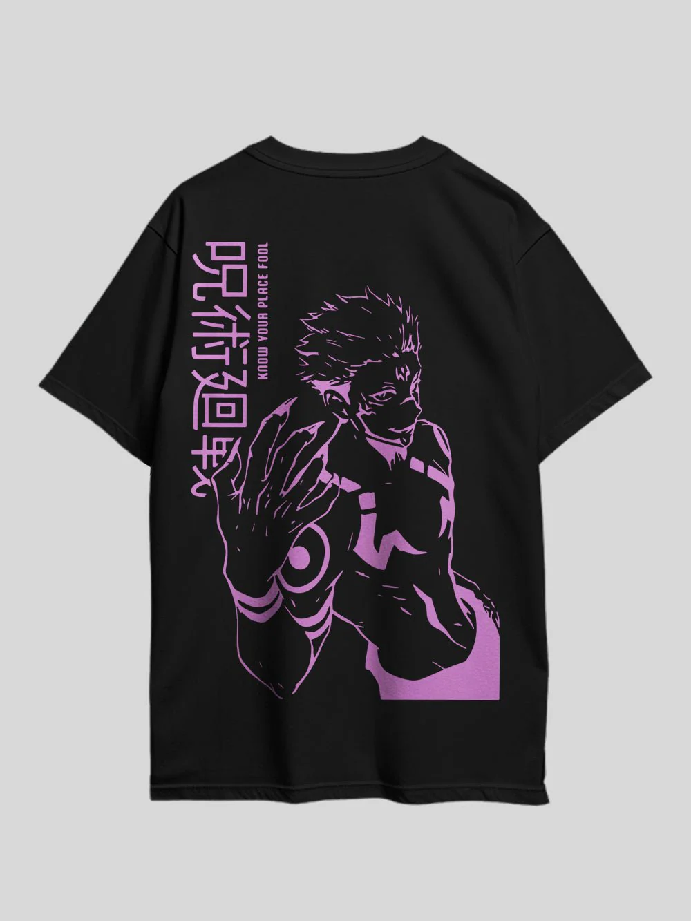 JUJUTSU KAISEN KNOW YOUR PLACE FOOL Anime Theme Graphic Printed Drop Shoulder T-shirt Legacy Boutiques Dhaka