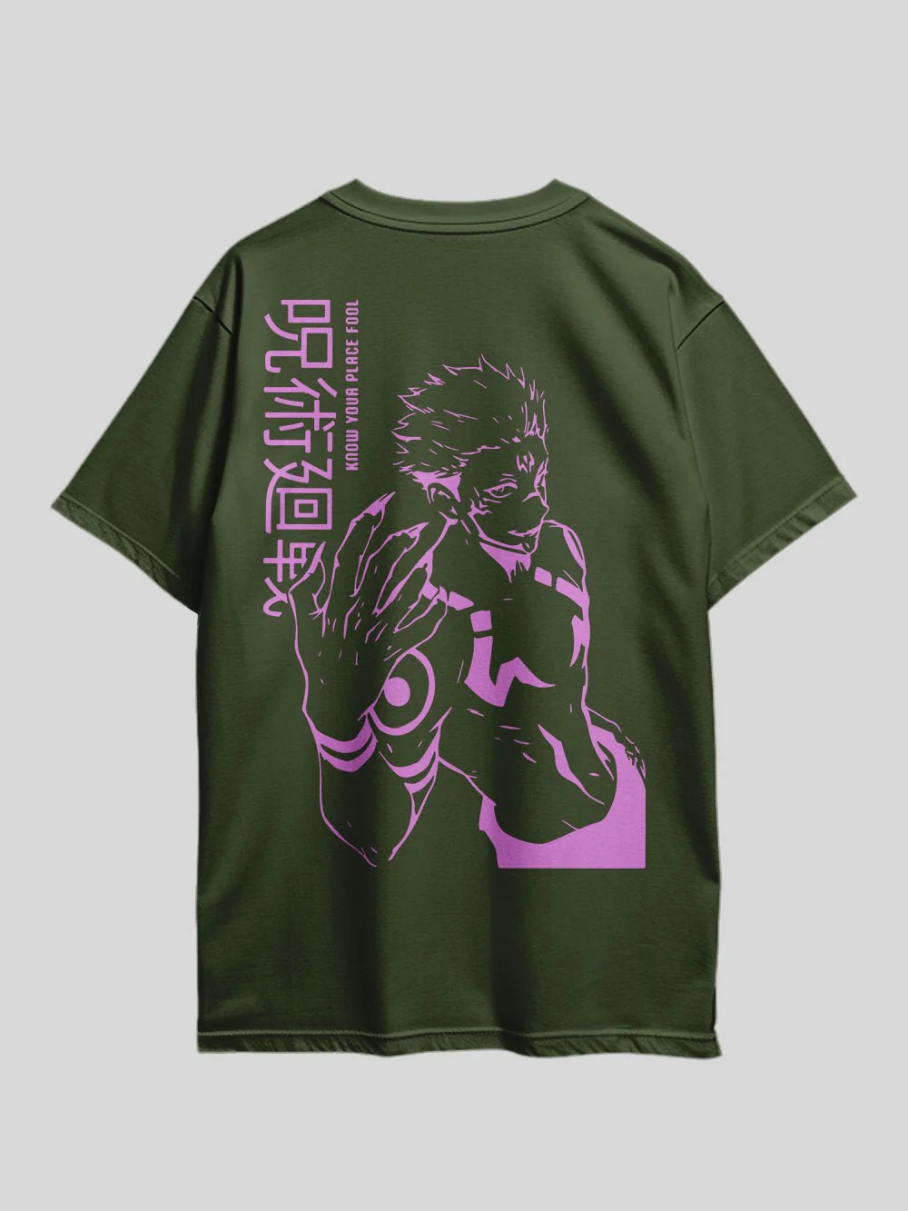JUJUTSU KAISEN KNOW YOUR PLACE FOOL Anime Theme Graphic Printed Drop Shoulder T-shirt Legacy Boutiques Dhaka - Image 4