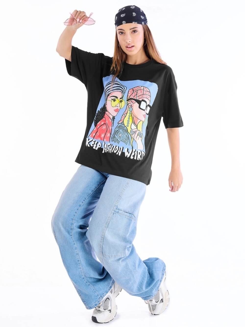 Keep Fashion Weird Printed High Quality Womens Drop Shoulder Tee Legacy Boutiques Dhaka - Image 2