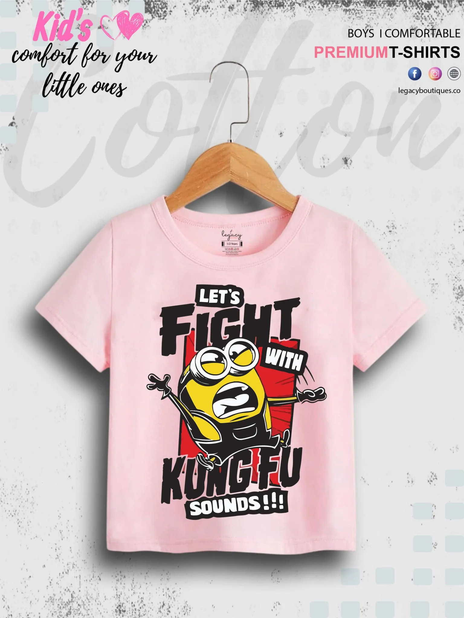Kevin The Minions Lets Fight With Kung Fu Sounds Printed Kids Boys Tee In Cheapest Price Only In BD - Image 2