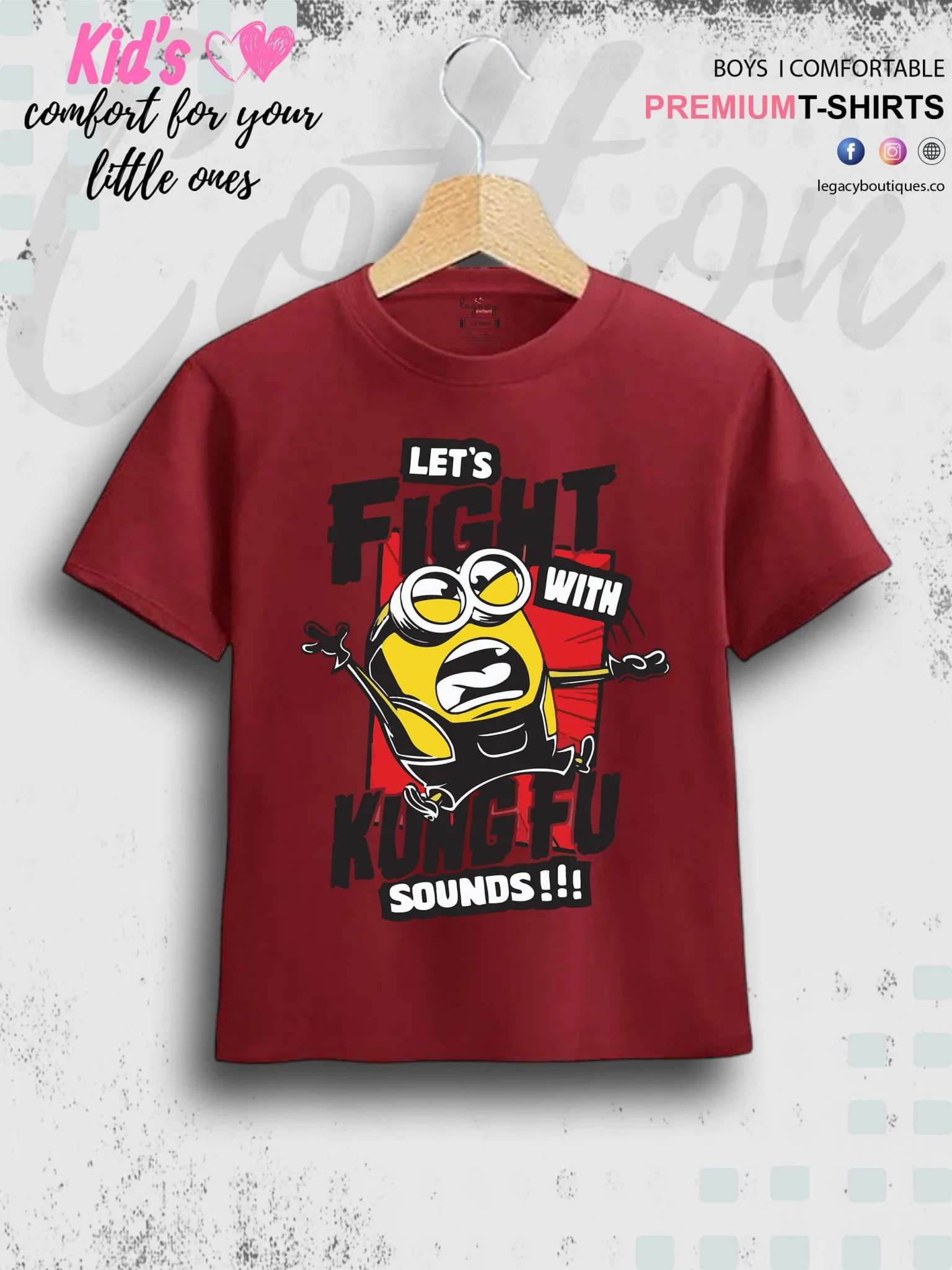 Kevin The Minions Lets Fight With Kung Fu Sounds Printed Kids Boys Tee In Cheapest Price Only In BD - Image 3
