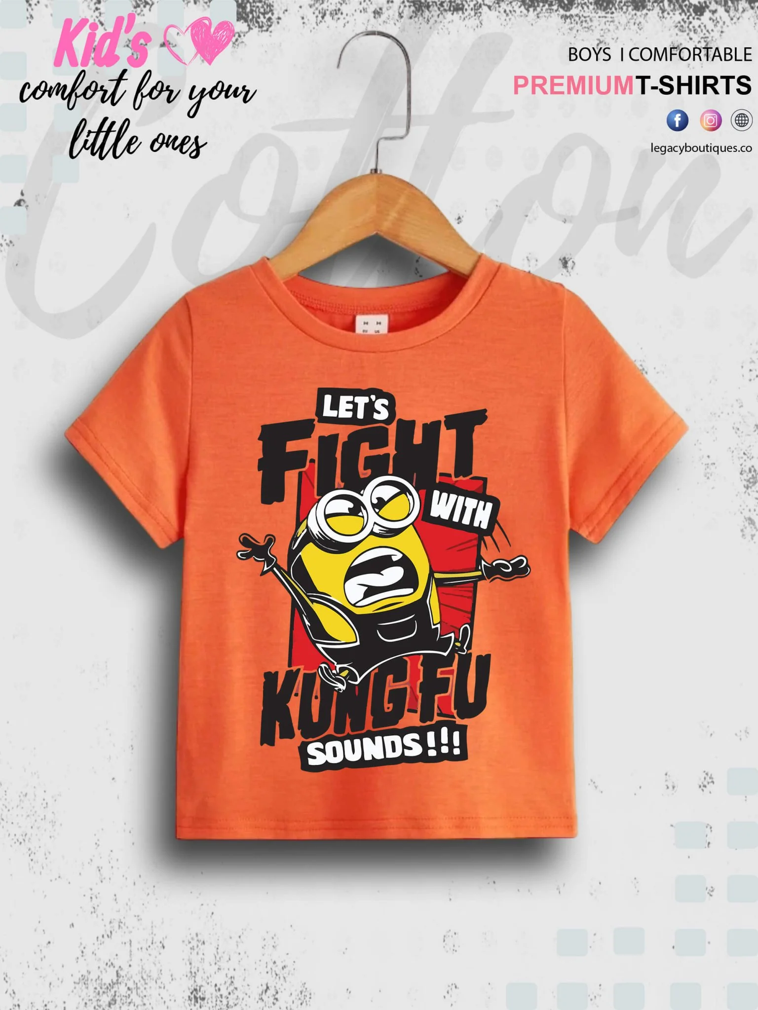 Kevin The Minions Lets Fight With Kung Fu Sounds Printed Kids Boys Tee In Cheapest Price Only In BD - Image 5
