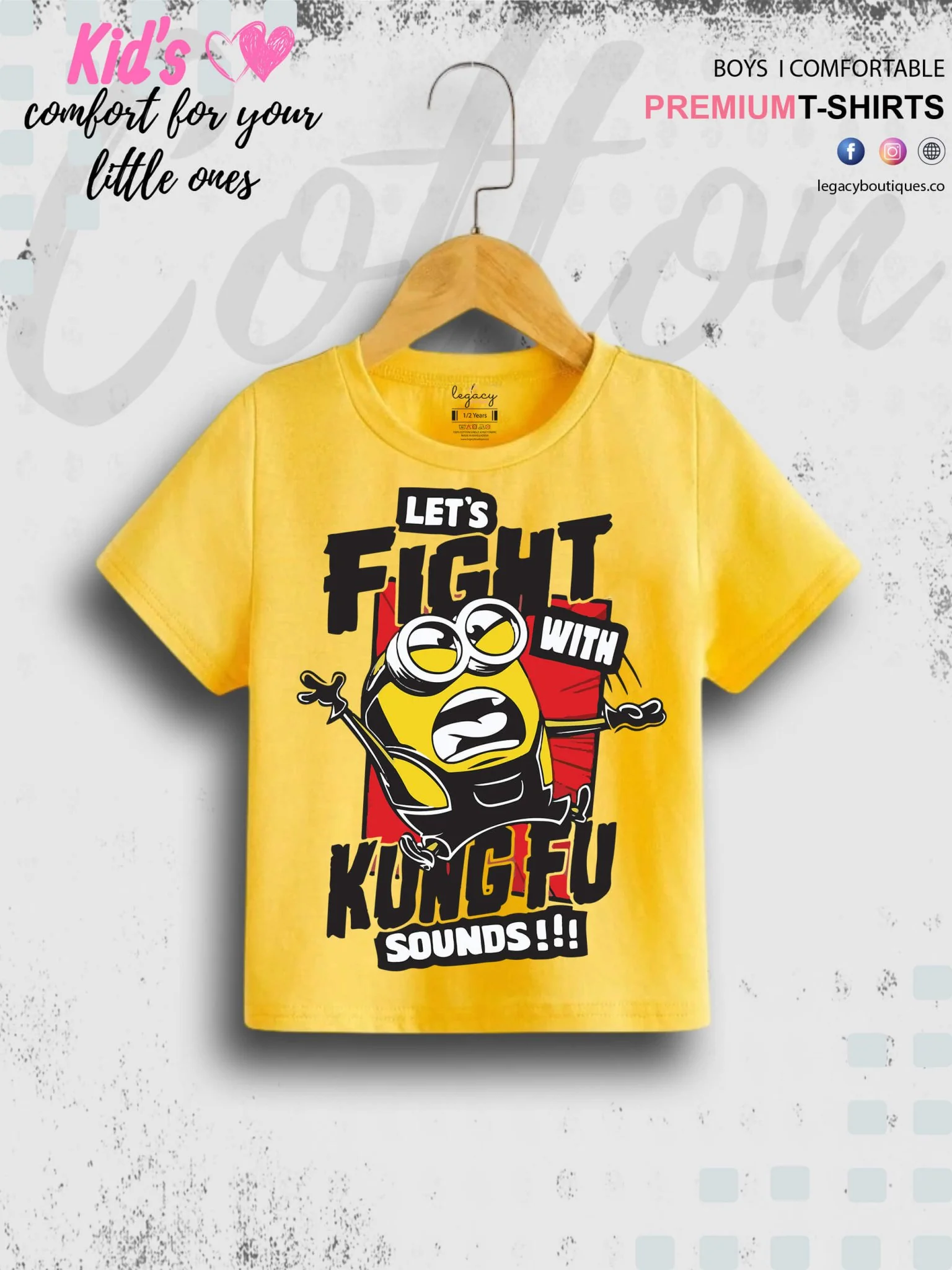Kevin The Minions Lets Fight With Kung Fu Sounds Printed Kids Boys Tee In Cheapest Price Only In BD - Image 8