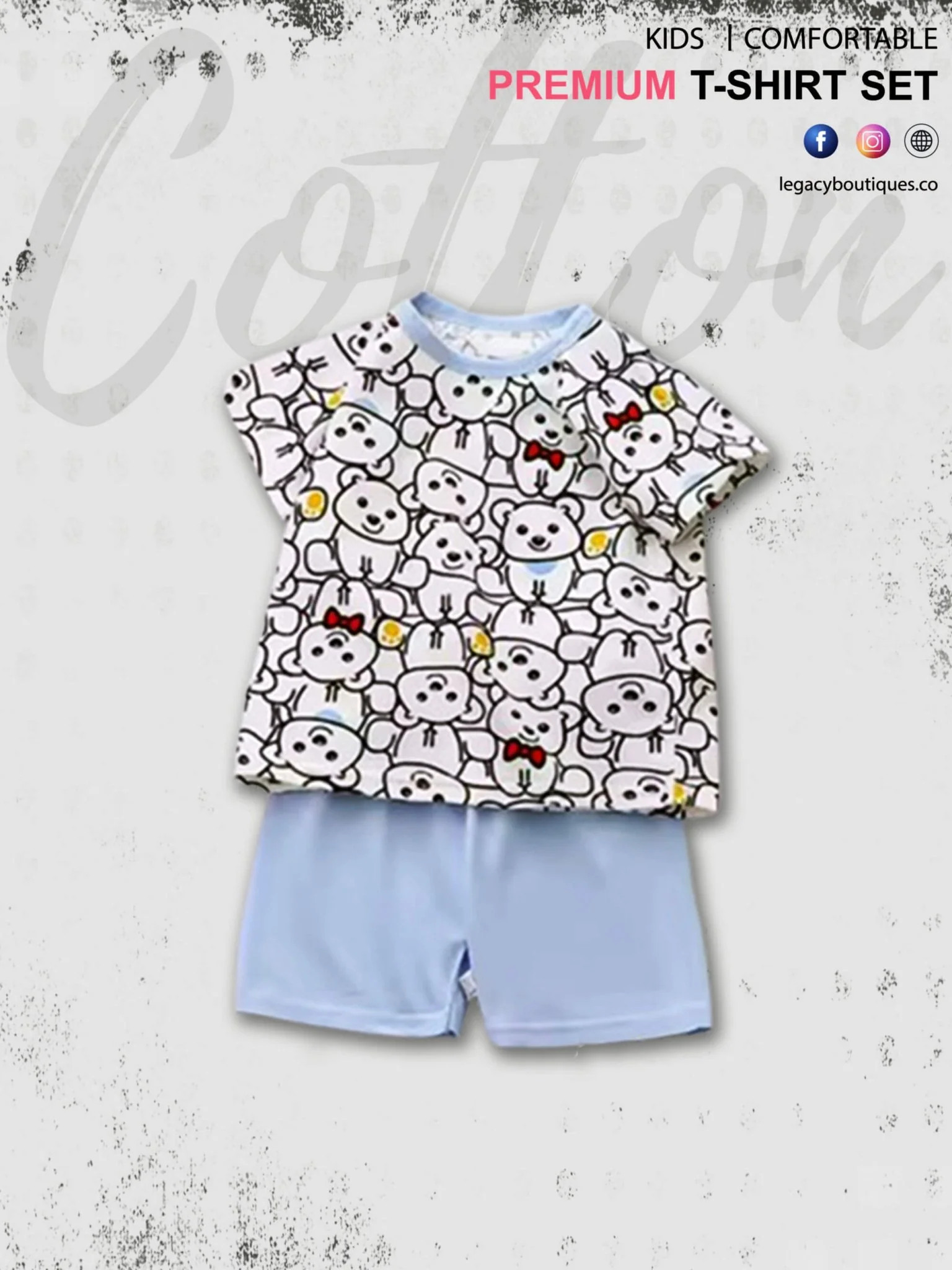 Kids Bear Printed Cool & Stylish T-Shirt Set
