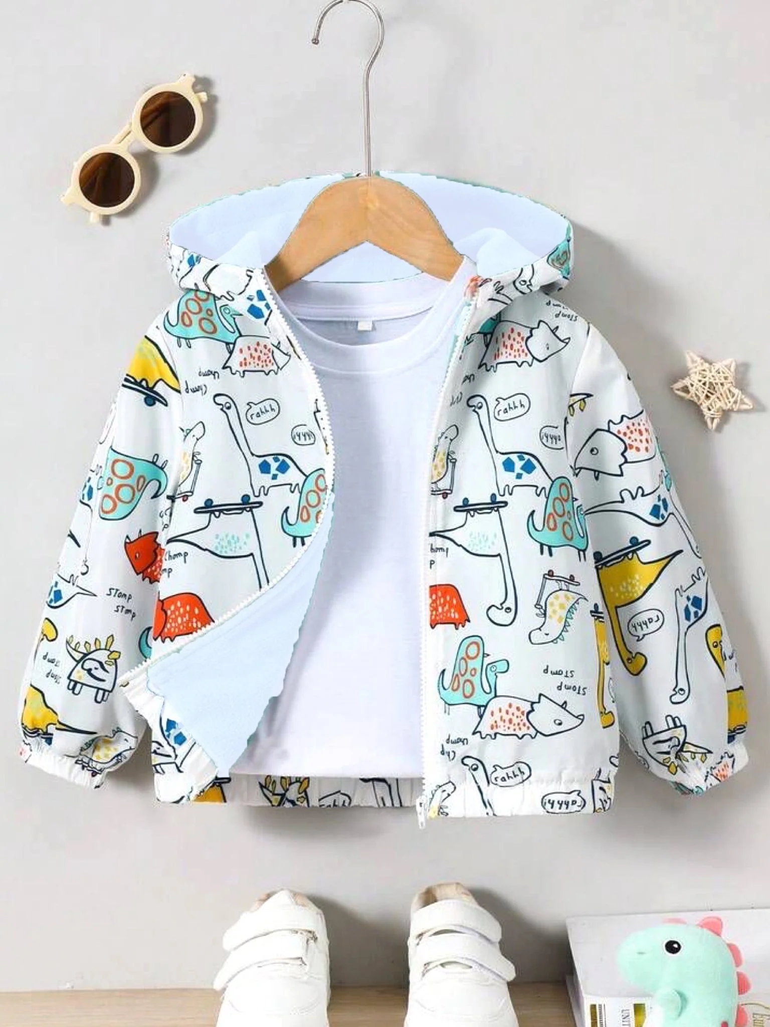 Kids cartoon dinosaur print jacket