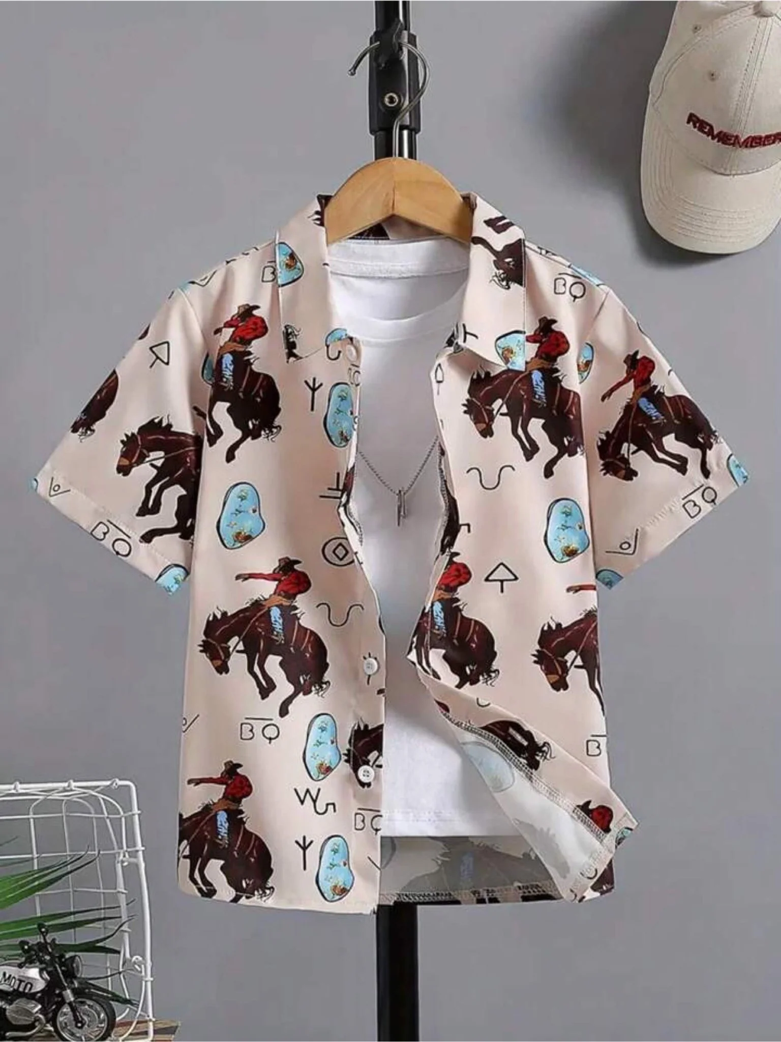 Kids Cowboy Print Shirt – Stylish Short Sleeve Casual Wear
