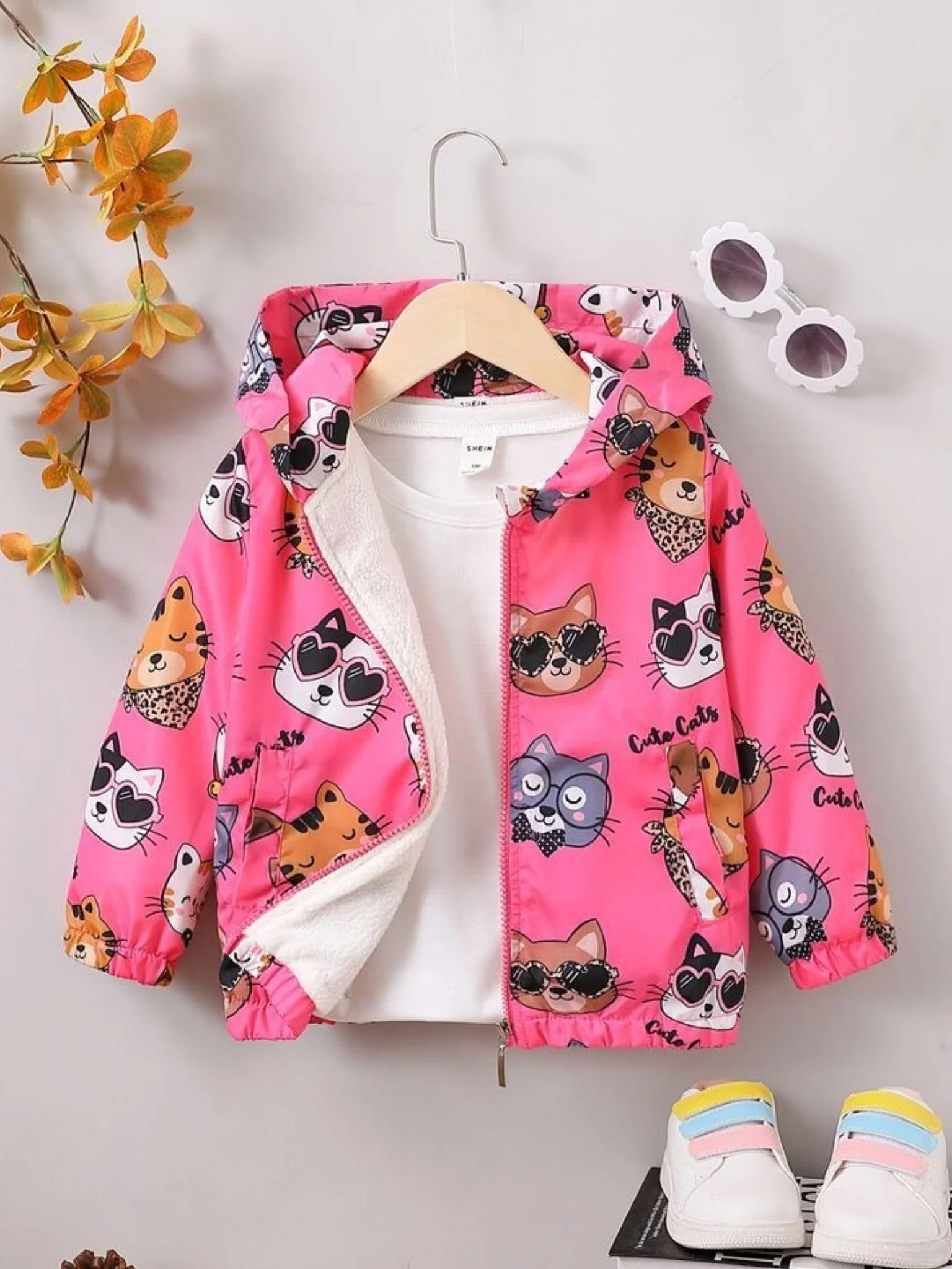 kids Cute Cat printed zipper jacket