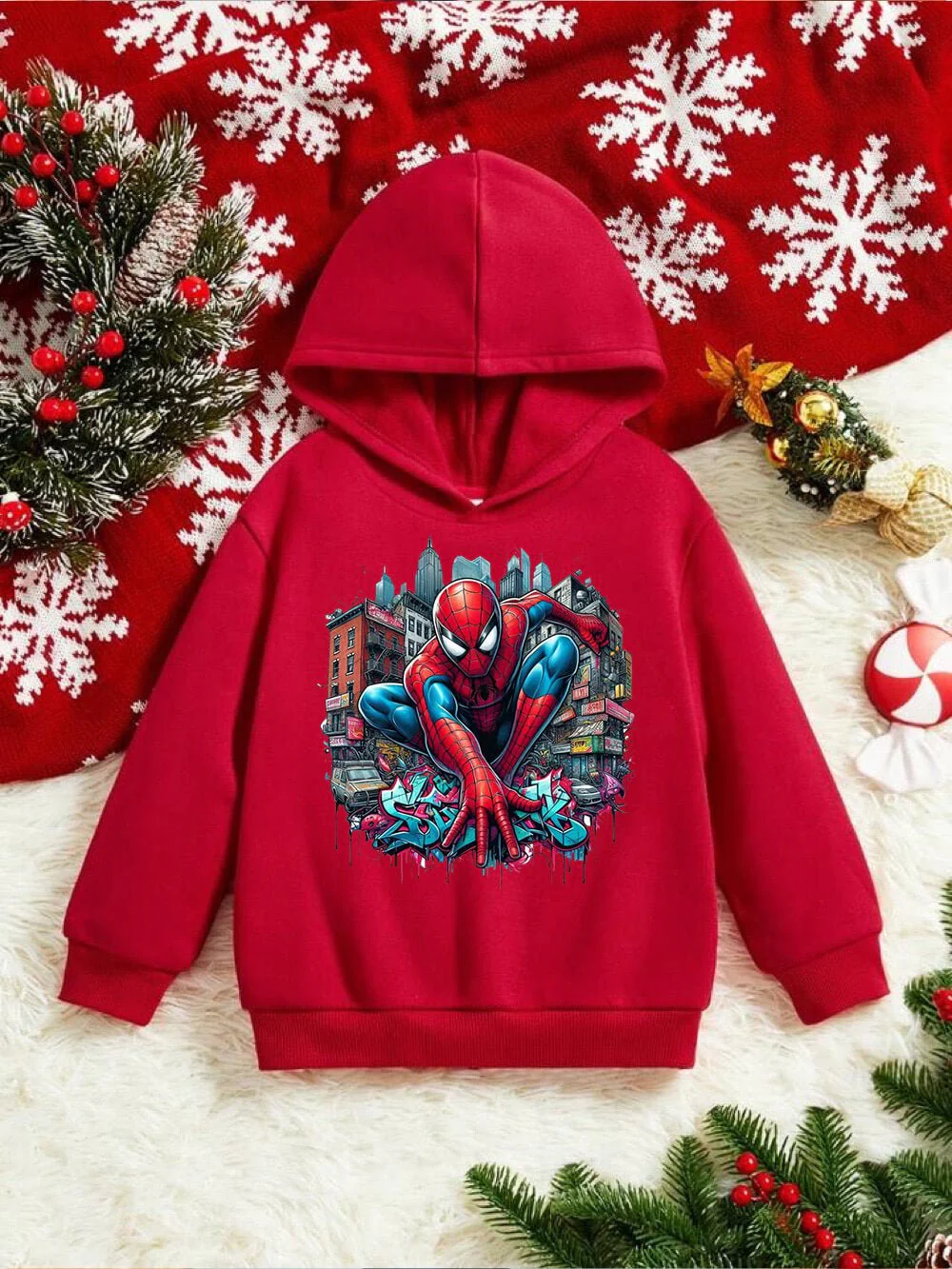 Kids Favorite Spider-Man On The Wall Printed Boys And Girls Cotton Hoodie Legacy Boutiques Bangladesh - Image 3