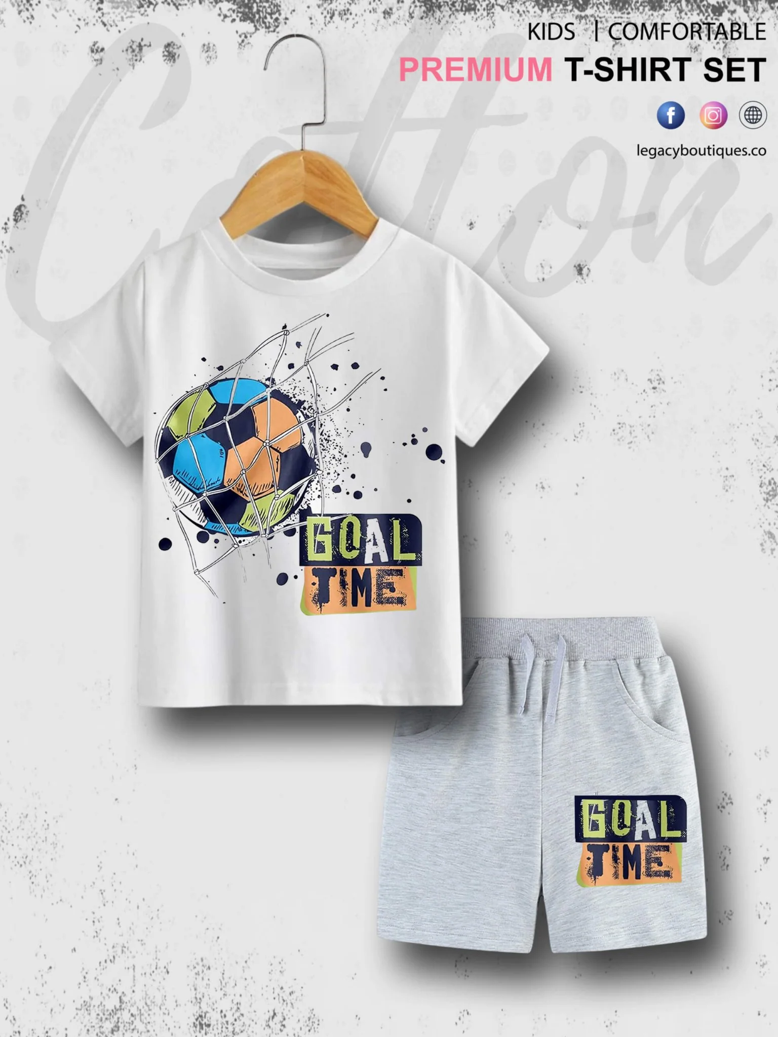 Kids Goal Time 6 Month To 6 Year Summer Time Babies T-shirt Set