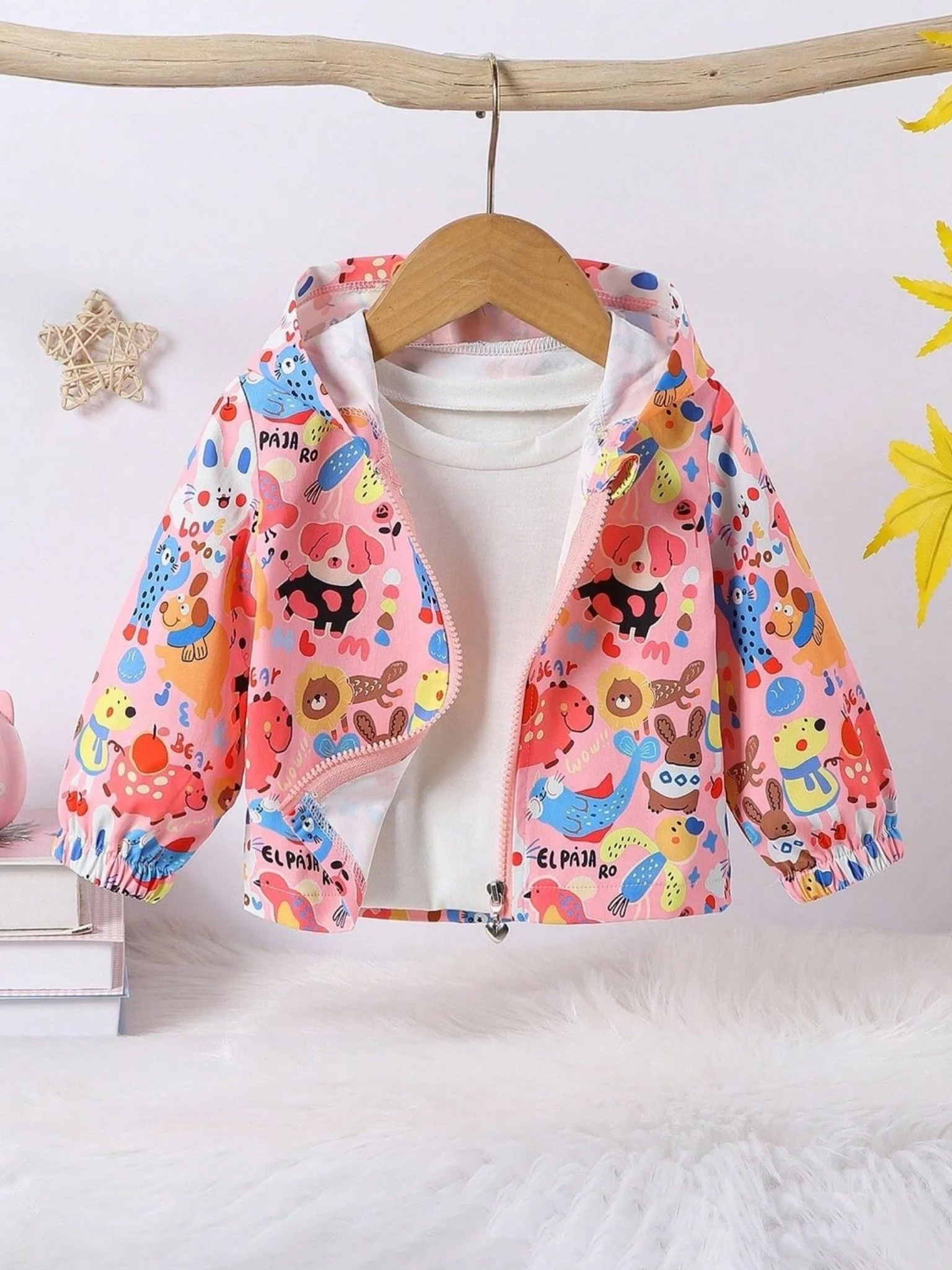 Kids hooded zipper jacket paja ro animal printed