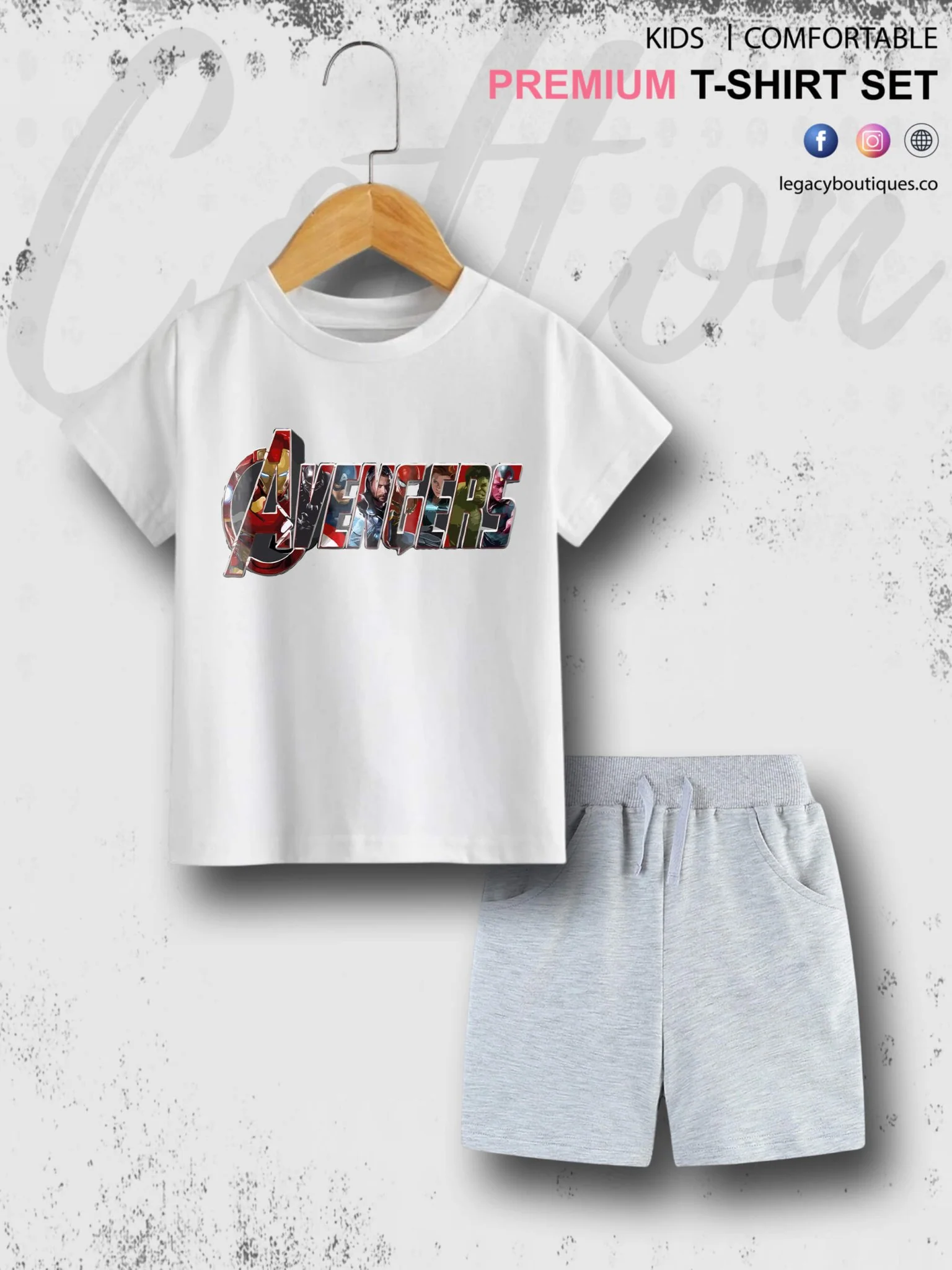 Kids Marvel Avengers Printed 6 Month To 6 Year Summer Time T-shirt Set - Image 2