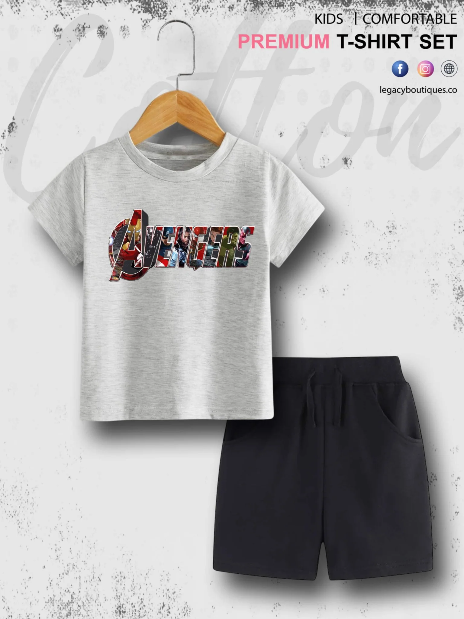 Kids Marvel Avengers Printed 6 Month To 6 Year Summer Time T-shirt Set - Image 4