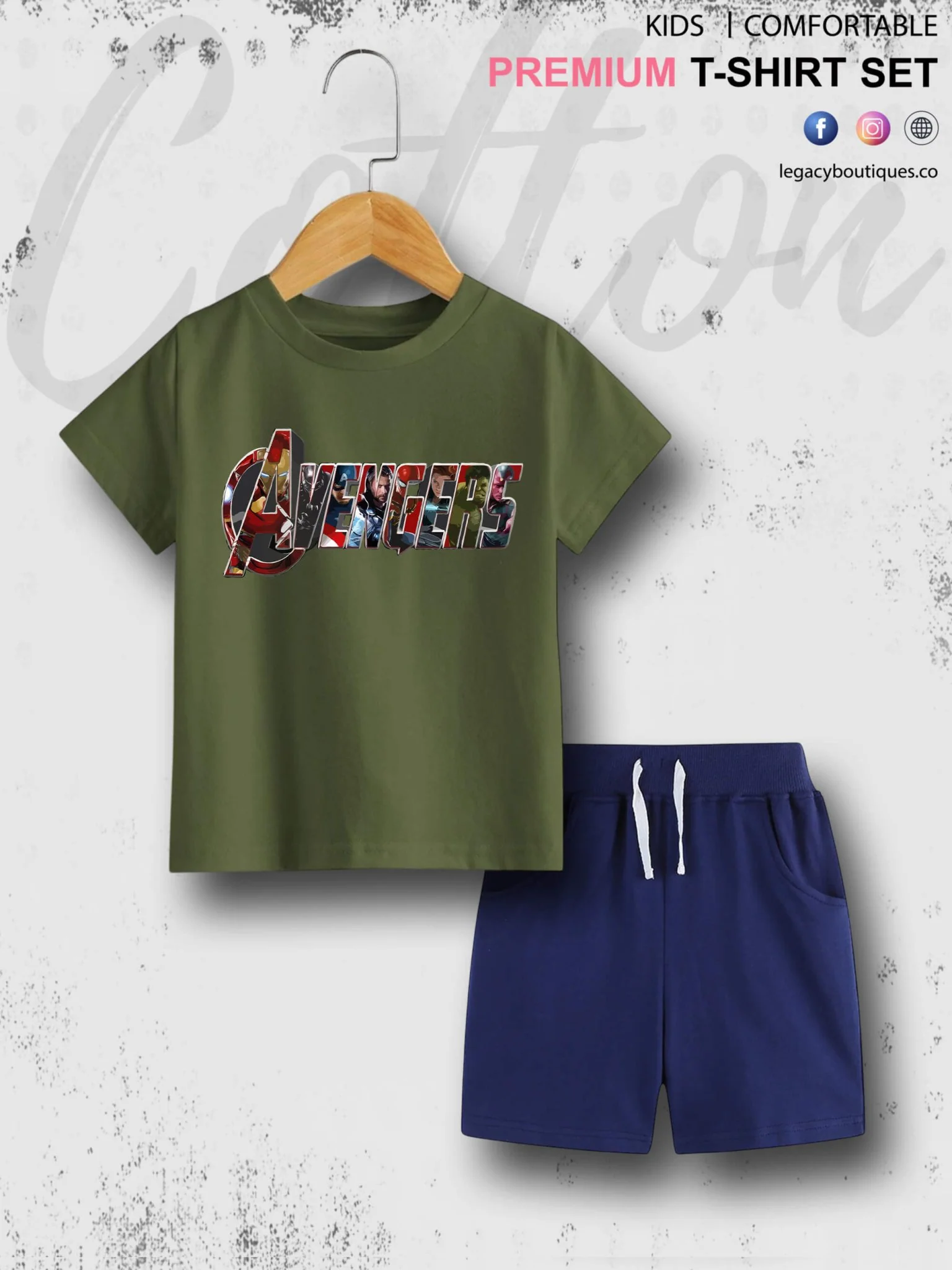 Kids Marvel Avengers Printed 6 Month To 6 Year Summer Time T-shirt Set - Image 6