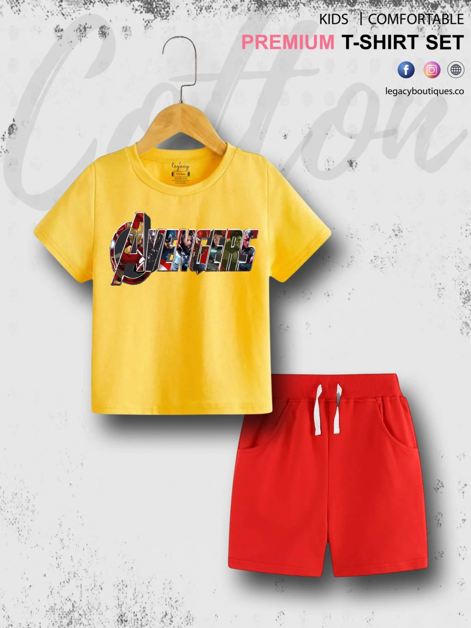 Kids Marvel Avengers Printed 6 Month To 6 Year Summer Time T-shirt Set - Image 7
