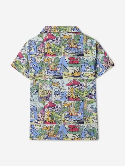 Kids Tom and Jerry Comic Strip Print Short Sleeve Storyboard Shirt - Image 2