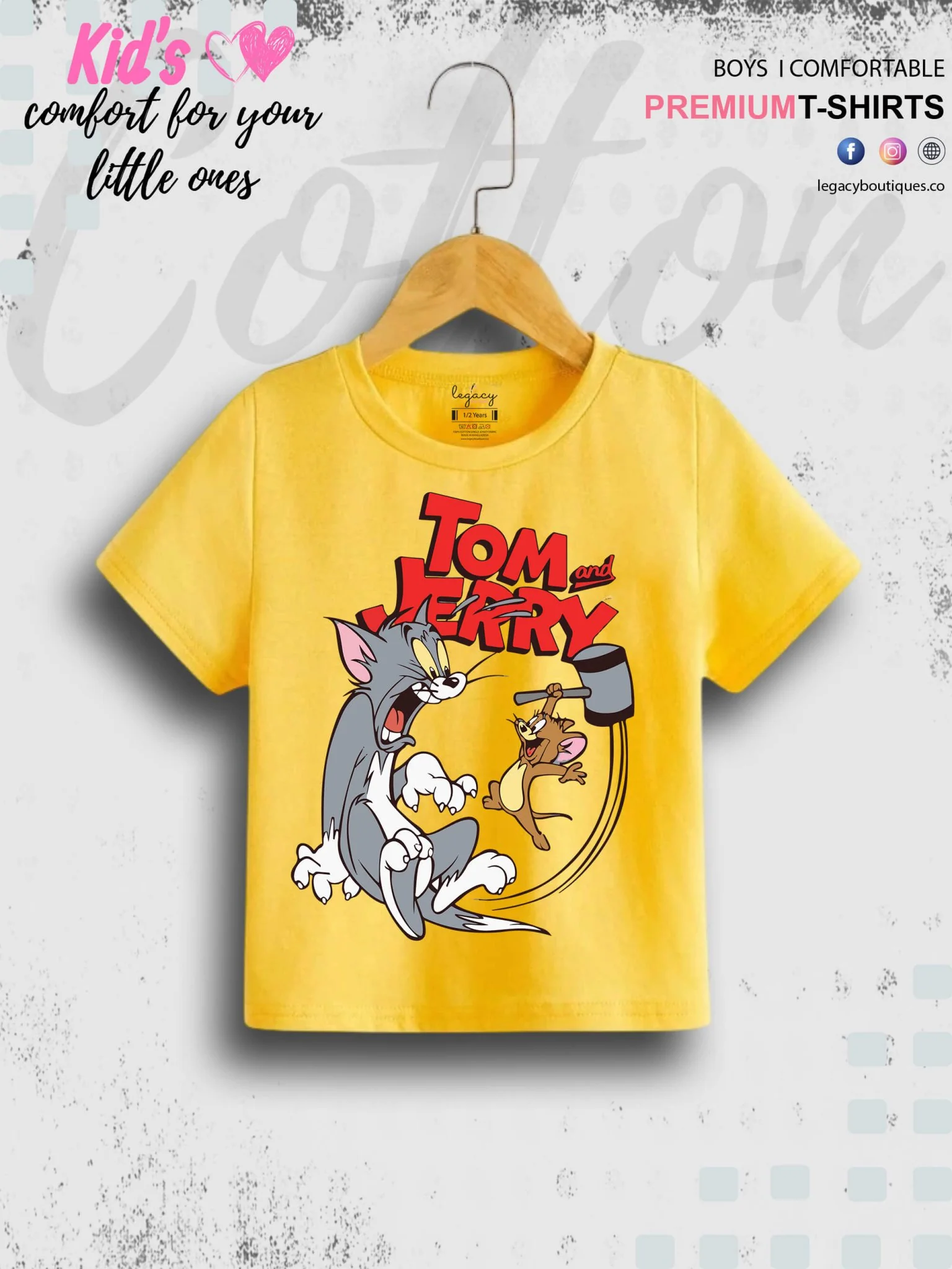 Kids Tom And Jerry Print 1 To 11 Year Boys Summer Time T-Shirt In Cheapest Price Only In Chittagong - Image 2