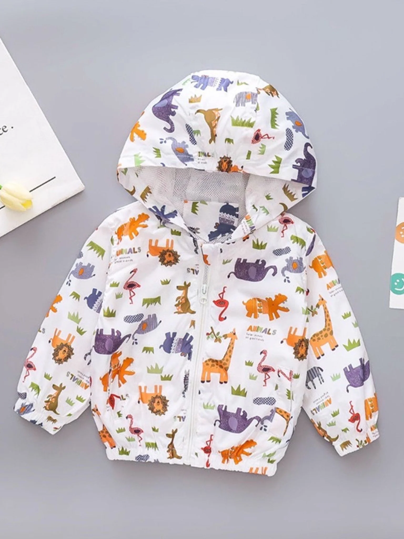 Kids zipper jacket cartoon animal printed
