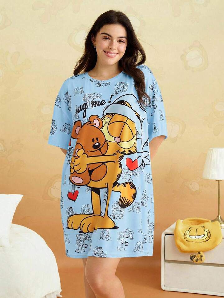 Ladies Oversized T-shirt Garfield Hug Me Printed - Image 3
