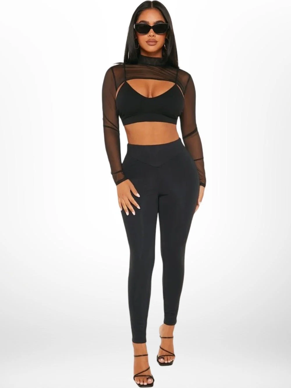 Legacy Boutiques Dhaka | Mock Neck Super Crop Mesh Top Without Bra - Image 2