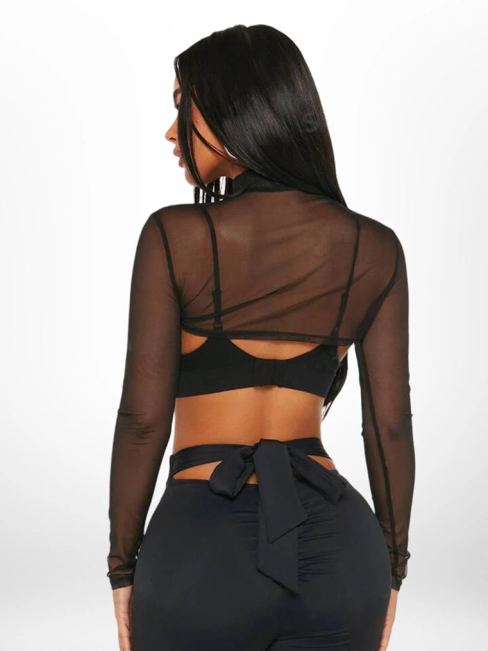 Legacy Boutiques Dhaka | Mock Neck Super Crop Mesh Top Without Bra - Image 4