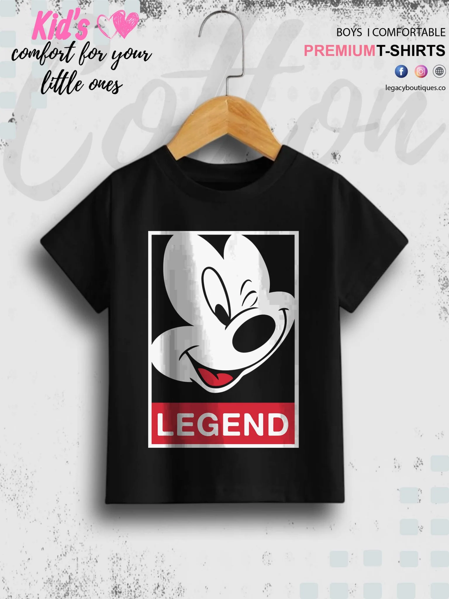 Legend Mickey Mouse Face Printed Kids Boys High Quality T-Shirt In Lowest Price Only In BD