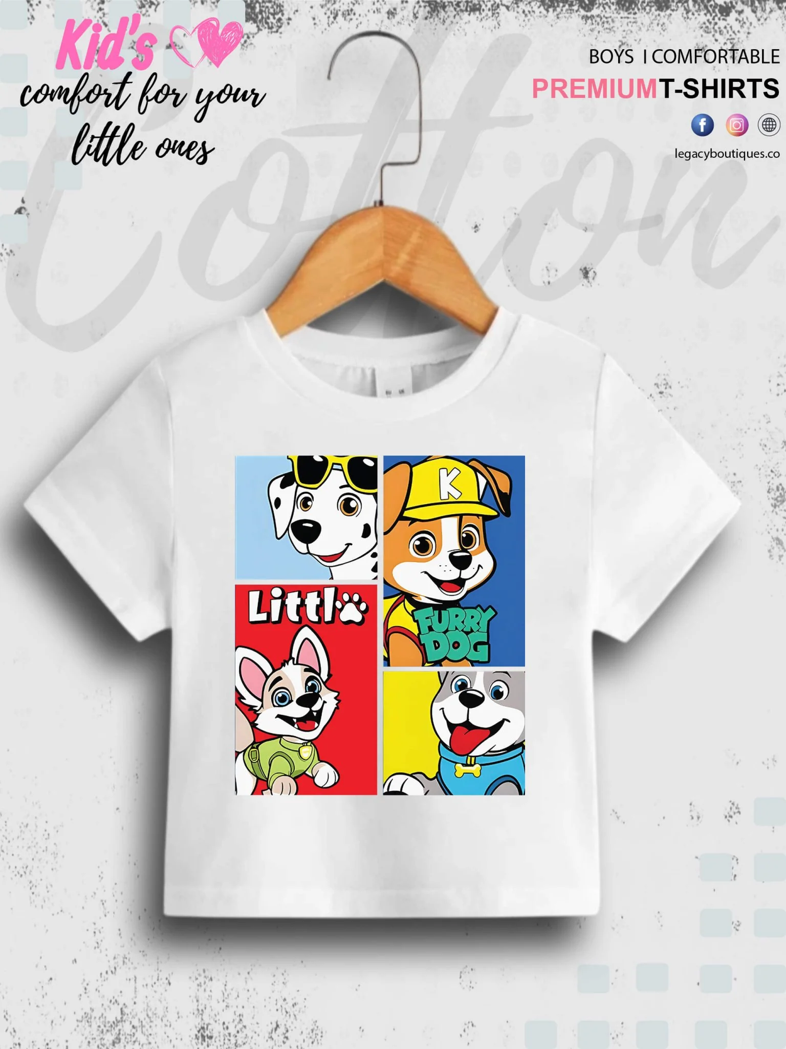 Little Furry Dog Cartoon Print 1 To 11 Year Kids Boys T-Shirt In Lowest Price Only In BD - Image 3