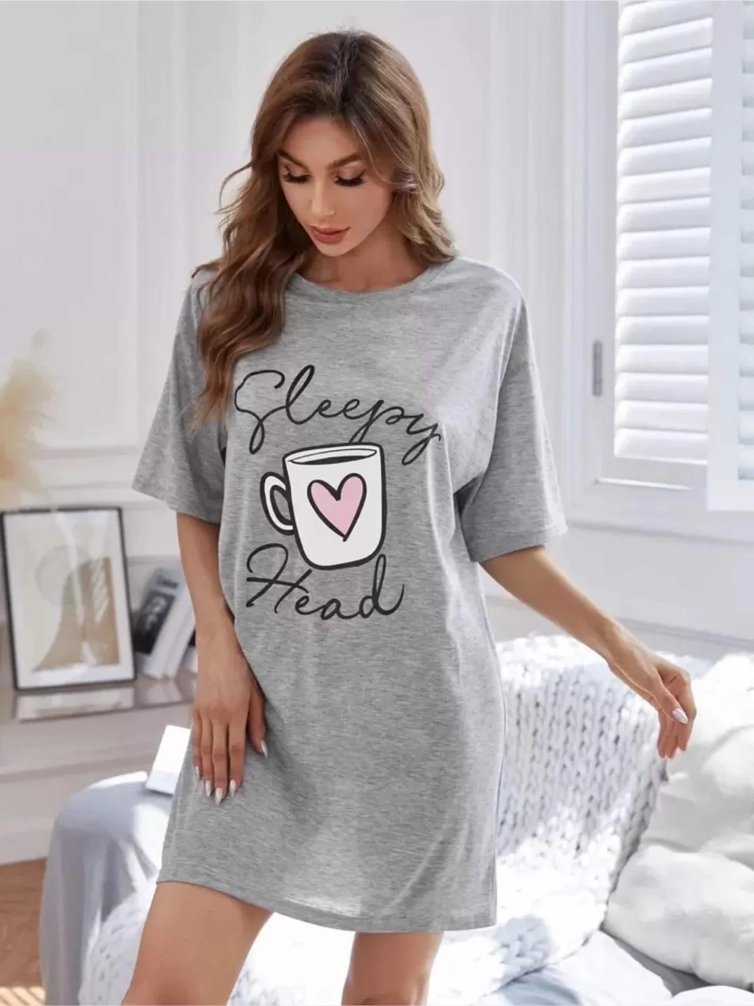 Long tshirt for womens Sleepy Head Printed