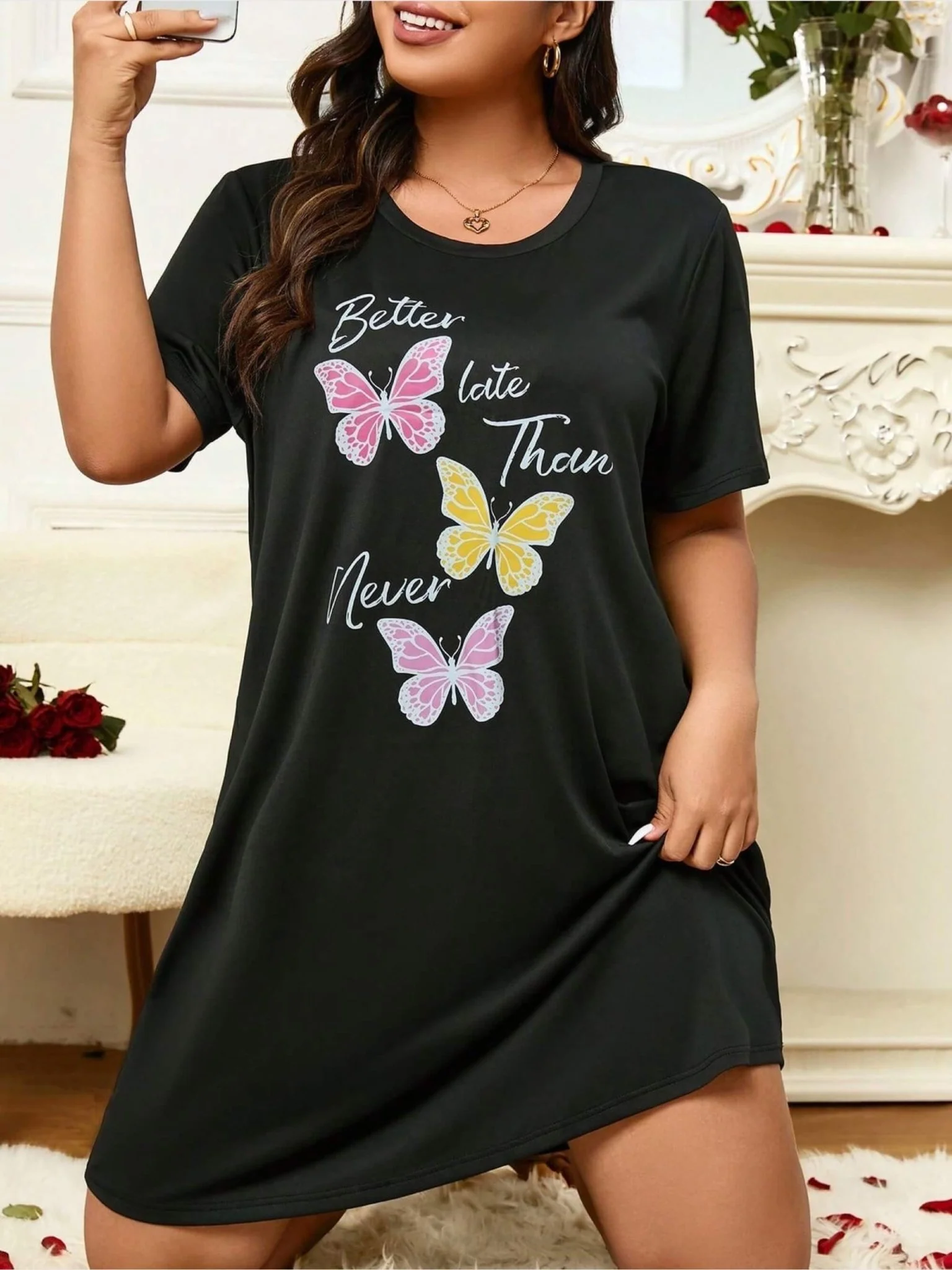 Long tshirt price in bd Better Late Than Never Printed