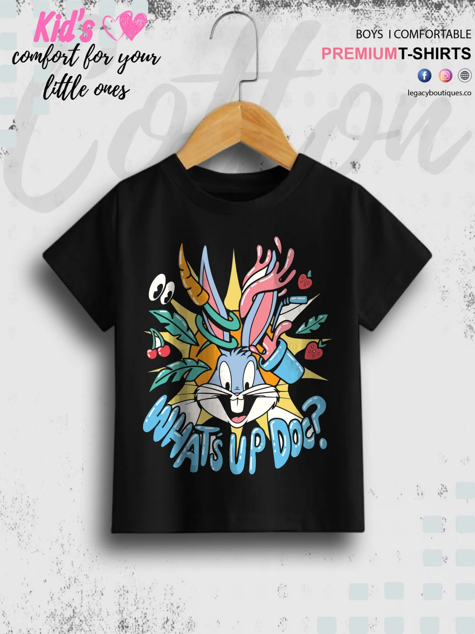 Looney Tunes Cartoon Bunny Whats Up Doc Printed Boys High Quality T-Shirt Only In Dhaka - Image 2