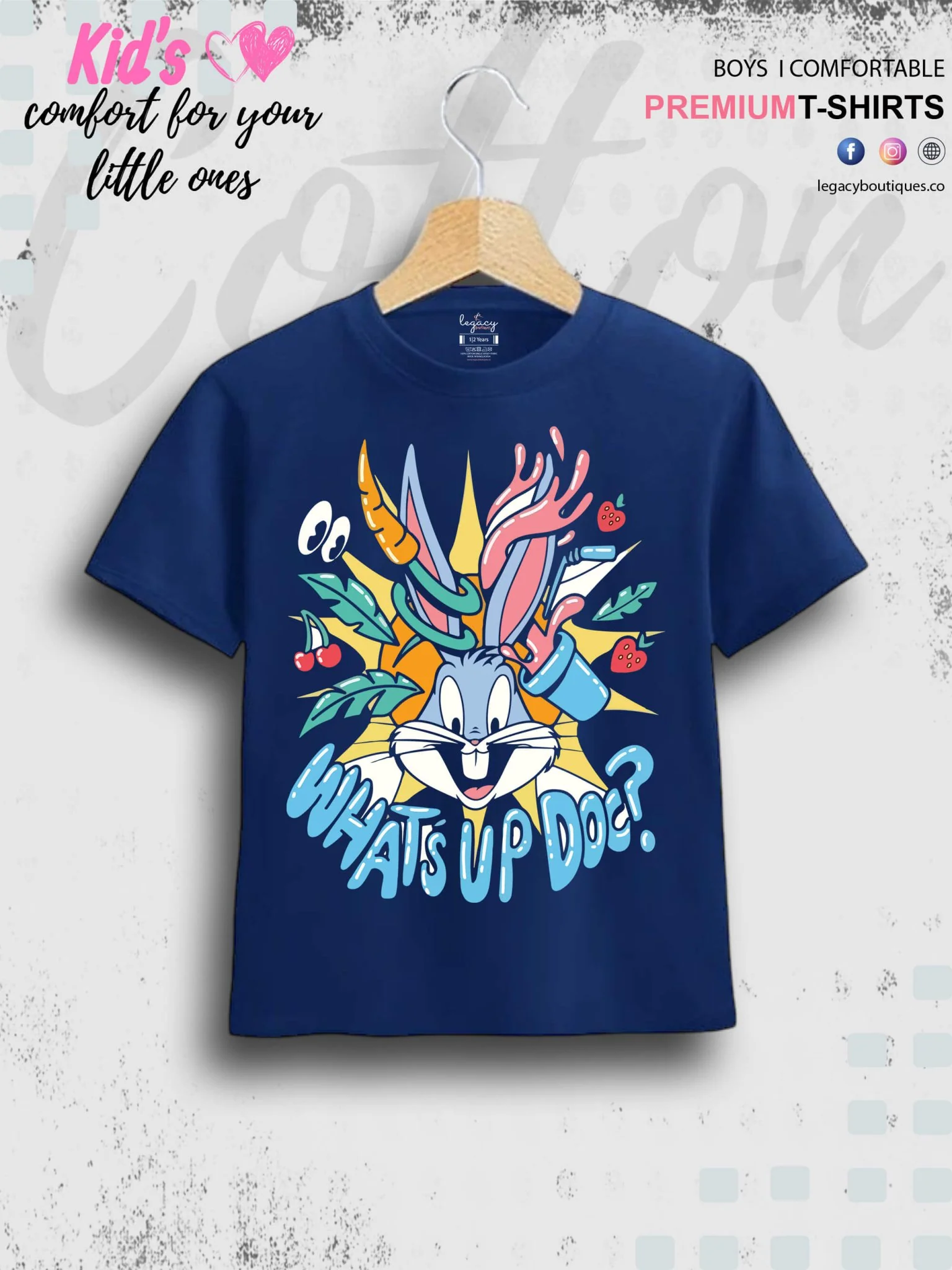 Looney Tunes Cartoon Bunny Whats Up Doc Printed Boys High Quality T-Shirt Only In Dhaka - Image 3