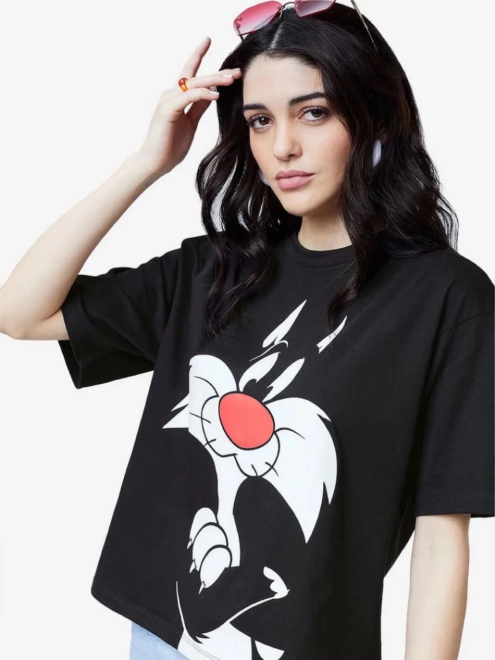 Looney Tunes Sylvester Cat Printed Womens Drop Shoulder T-shirt In Low Price Premium Quality Legacy Boutiques Dhaka - Image 3