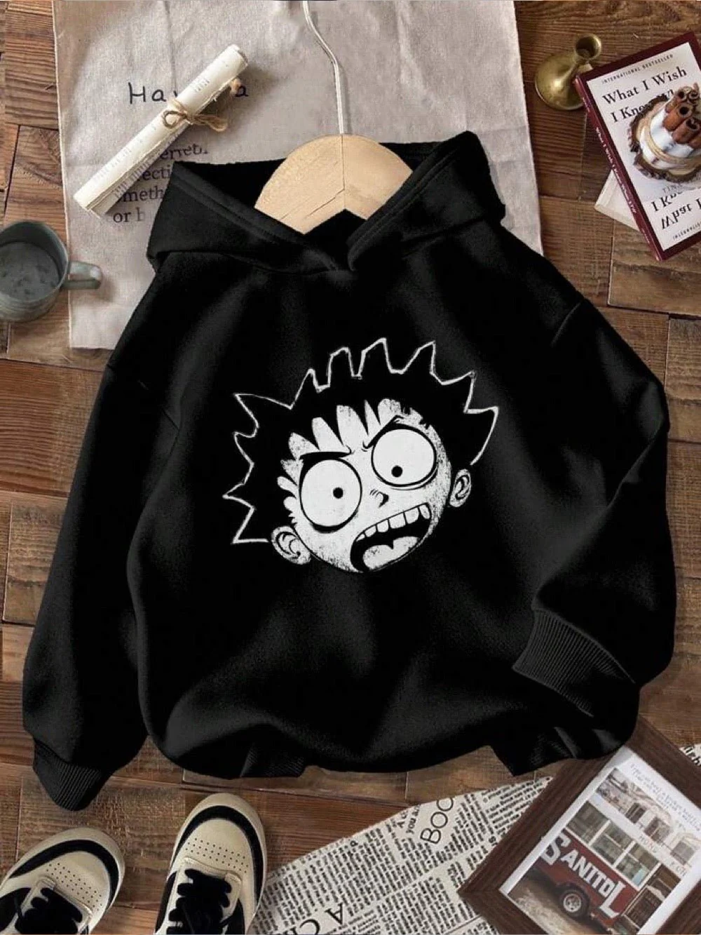 Luffy Shocked Printed Girls Boys Hoodie