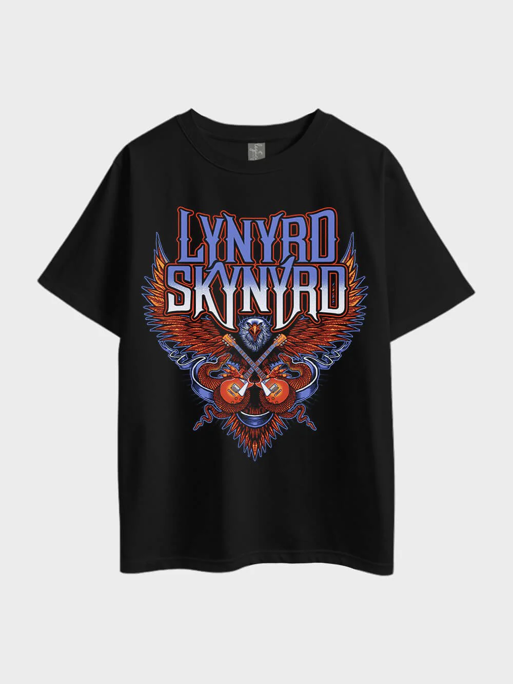 Lynyrd Skynyrd Crossed Guitars Print Metal Oversized Premium Mens Tee Legacy Boutiques BD