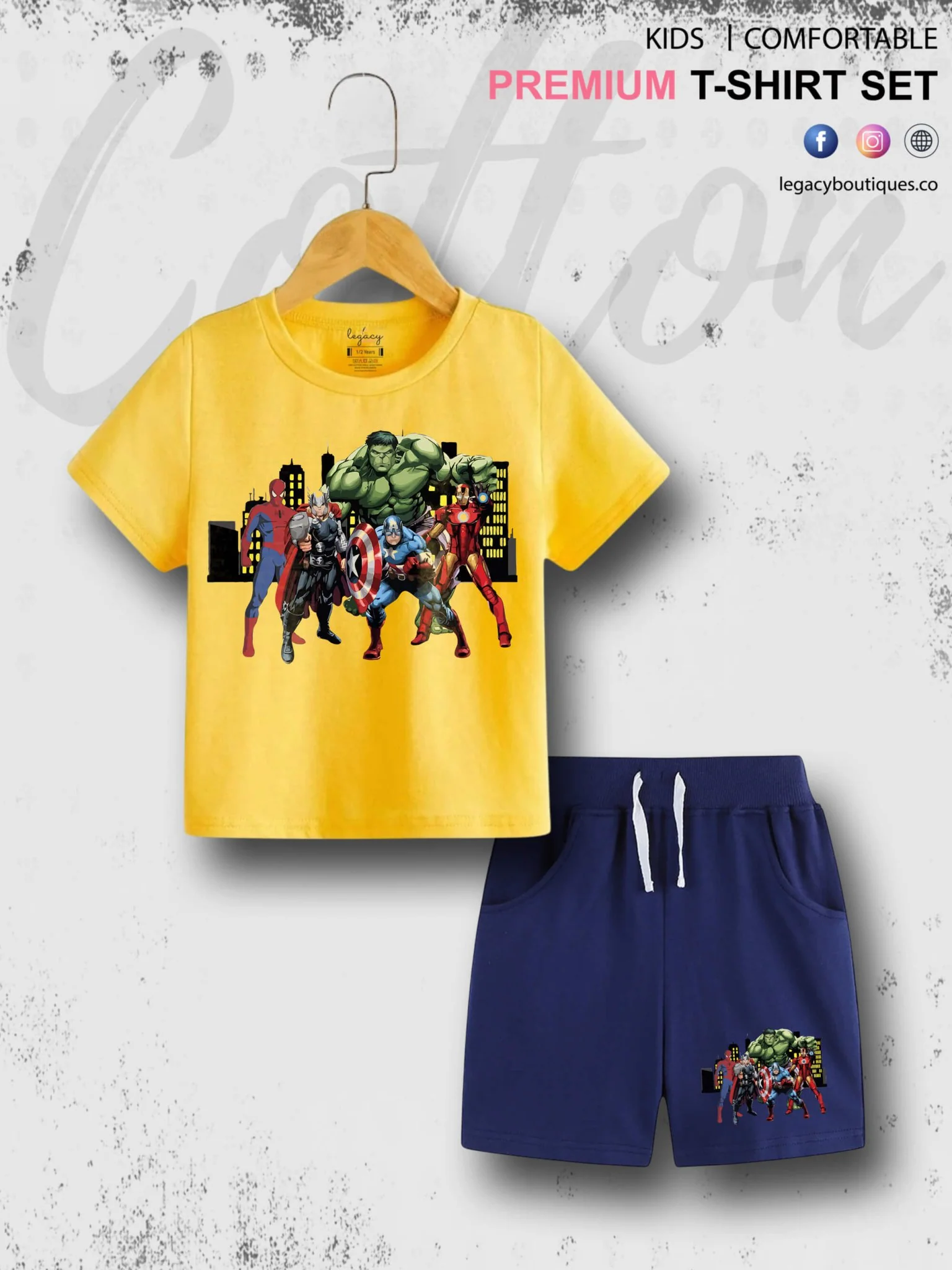 Marvel Avengers Kids Casual 6 Month To 6 Year Summer Time Babies T-shirt Set - Image 2