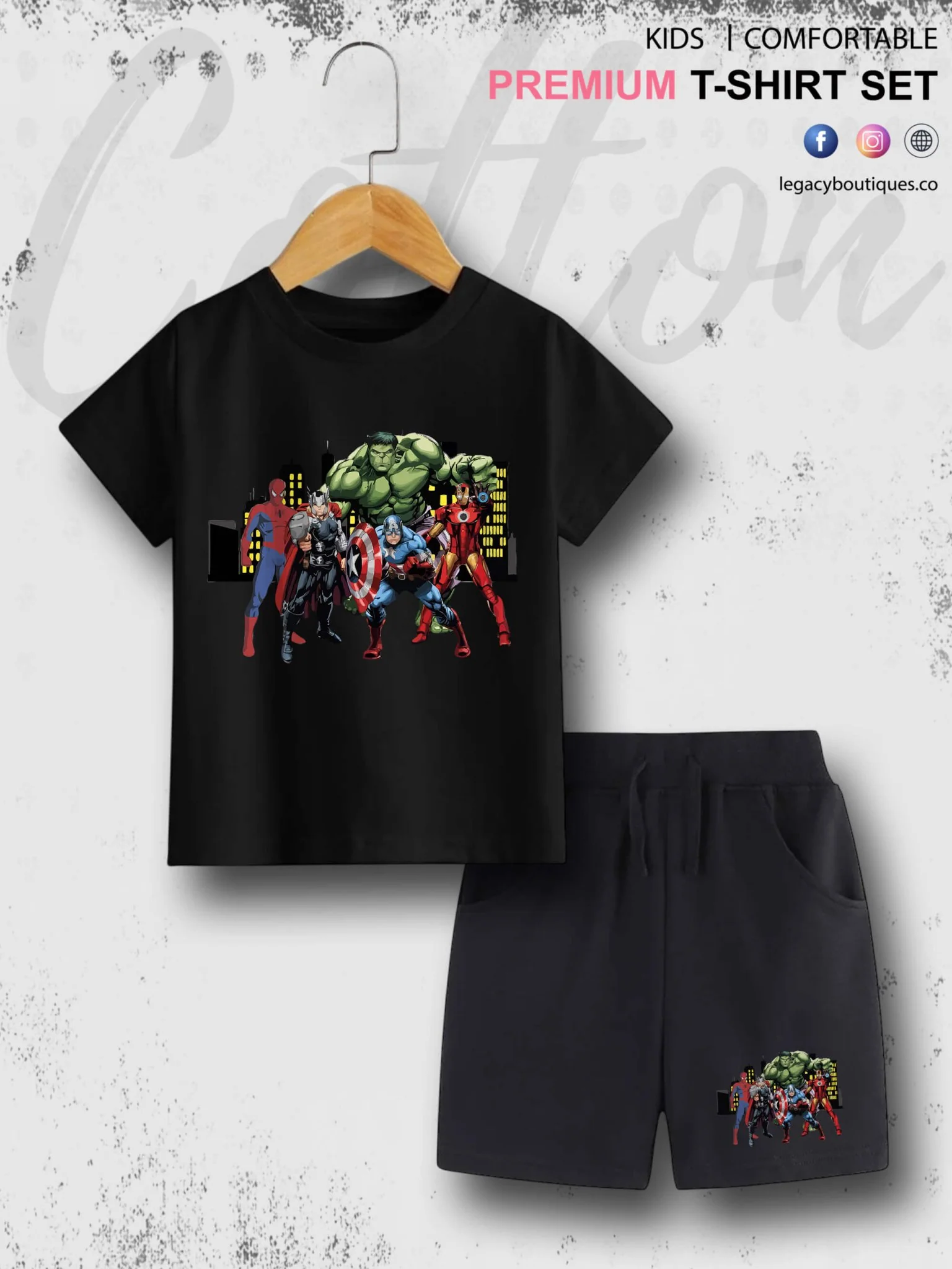 Marvel Avengers Kids Casual 6 Month To 6 Year Summer Time Babies T-shirt Set - Image 3