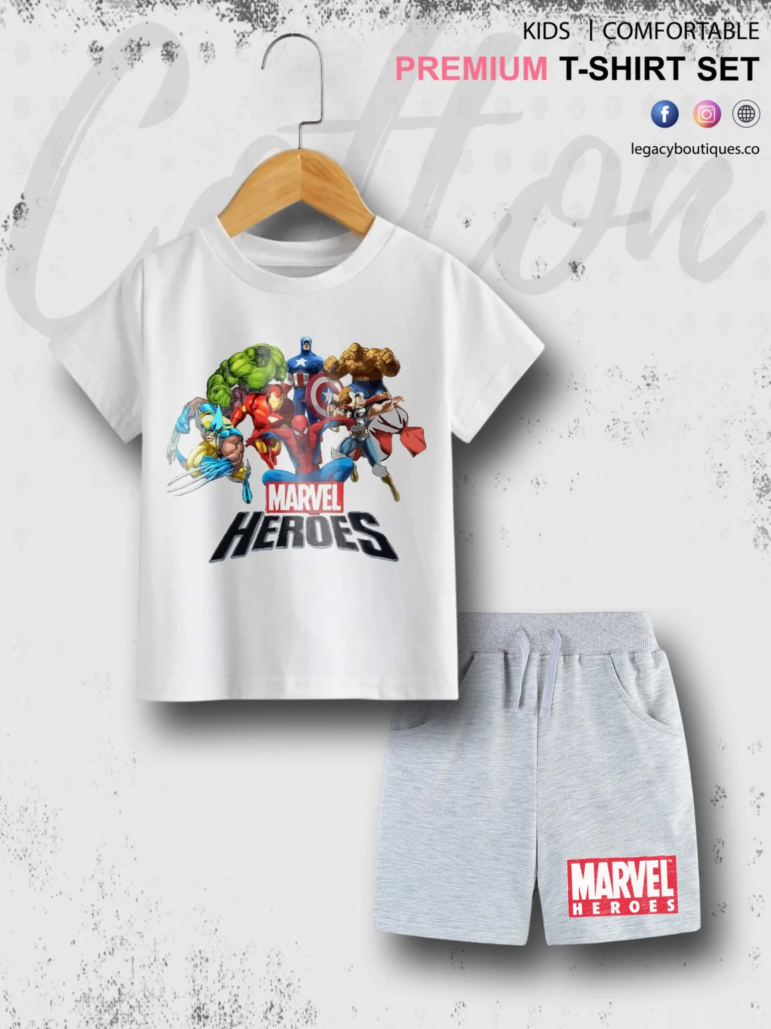 Marvel Heroes Character Printed 6 Month To 6 Year Summer Time Baby & Kids Super Comfy T-shirt Set - Image 5