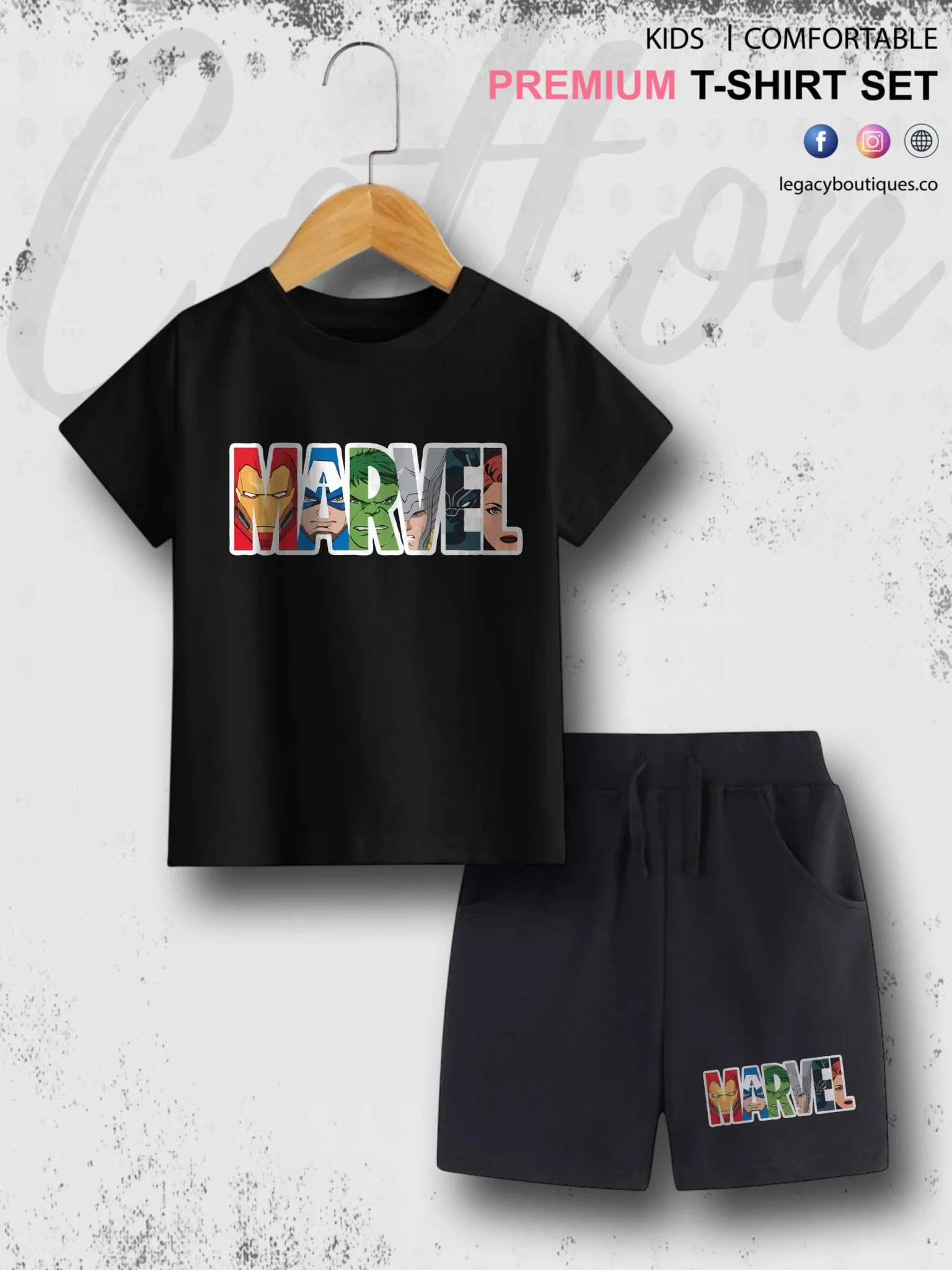 MARVEL Kids Casual 6 Month To 6 Year Summer Time Babies T-shirt Set - Image 2