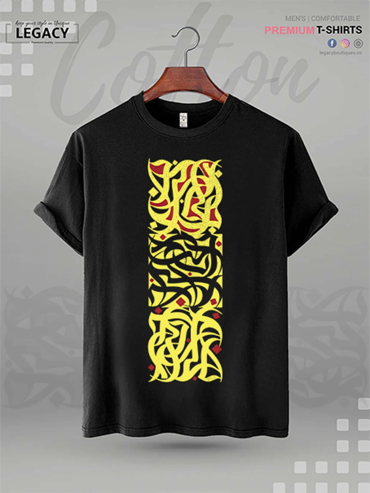 Men's High Quality Islamic T-shirt Lahzat Arabic Calligraphy Print - Image 3