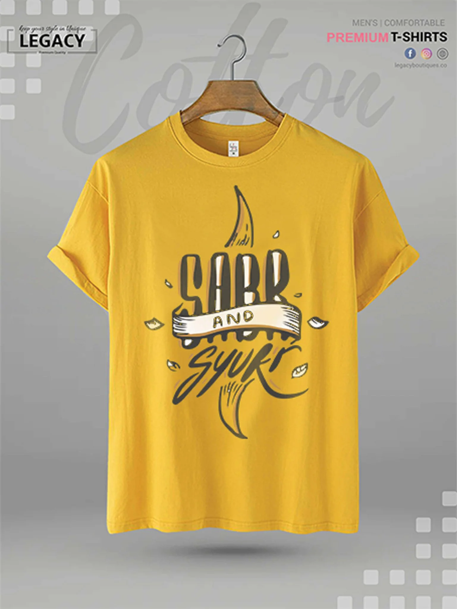 Men's High Quality Islamic T-shirt Sabr And Syukr Printed - Image 3