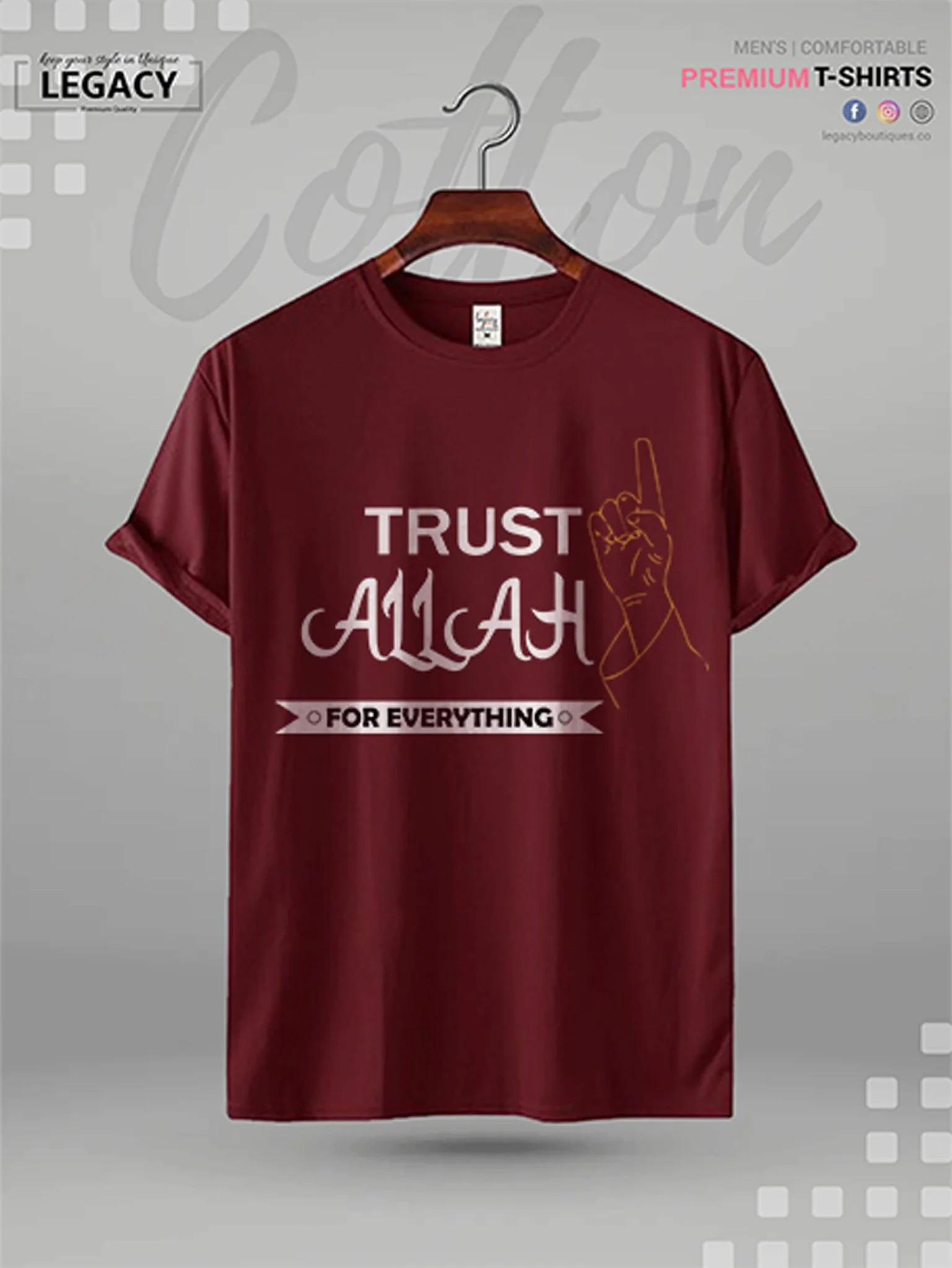 Men's Islamic High Quality T-shirt Trust Allah For Everything Printed - Image 2