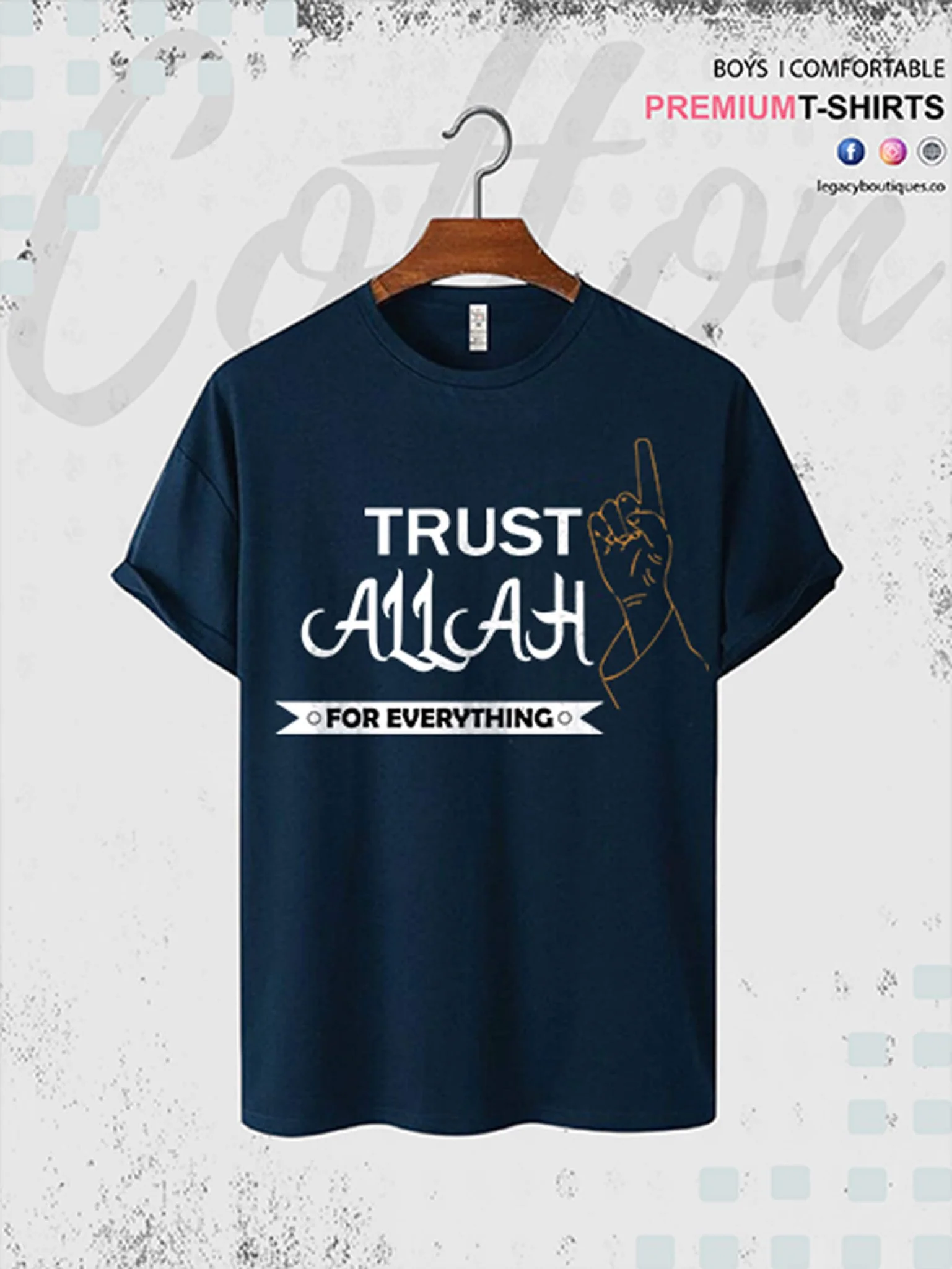 Men's Islamic High Quality T-shirt Trust Allah For Everything Printed - Image 3