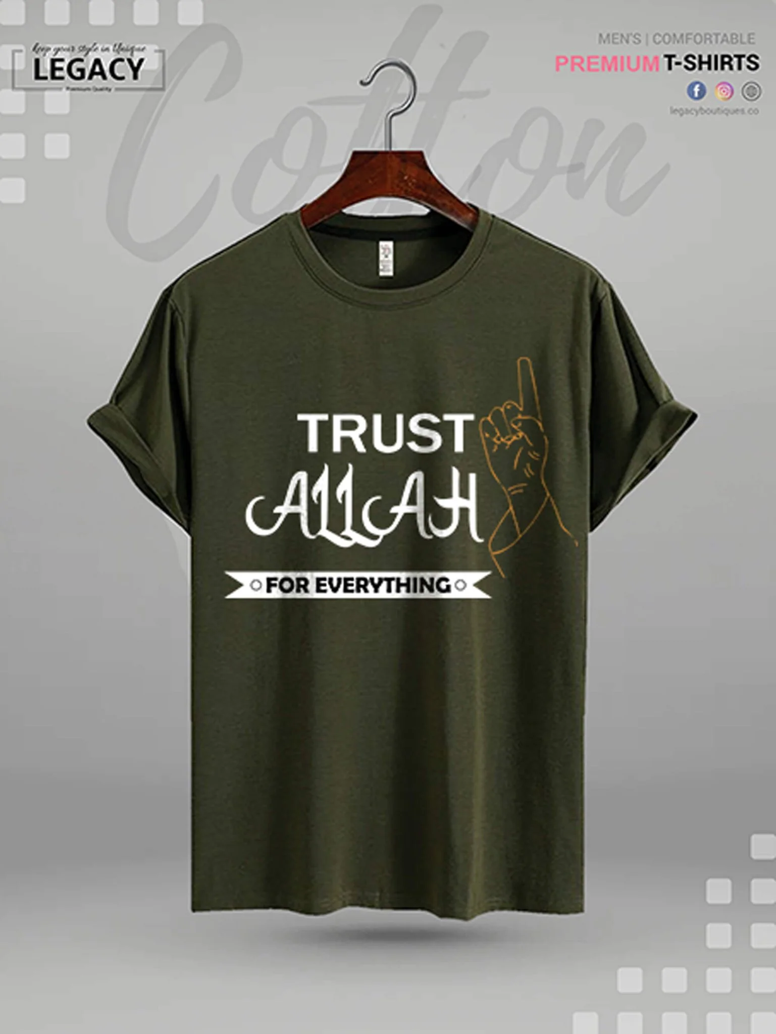 Men's Islamic High Quality T-shirt Trust Allah For Everything Printed - Image 4