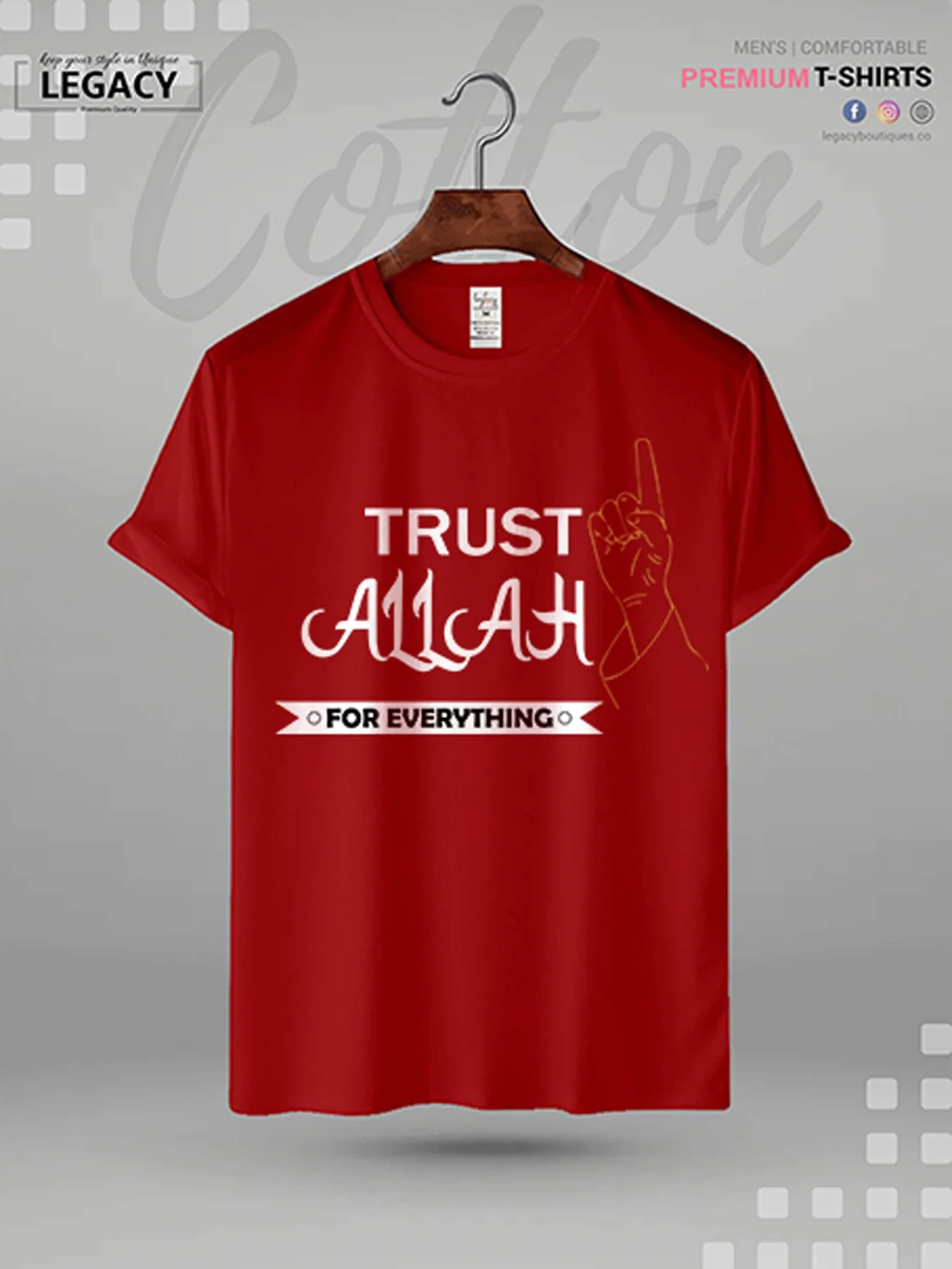 Men's Islamic High Quality T-shirt Trust Allah For Everything Printed - Image 5