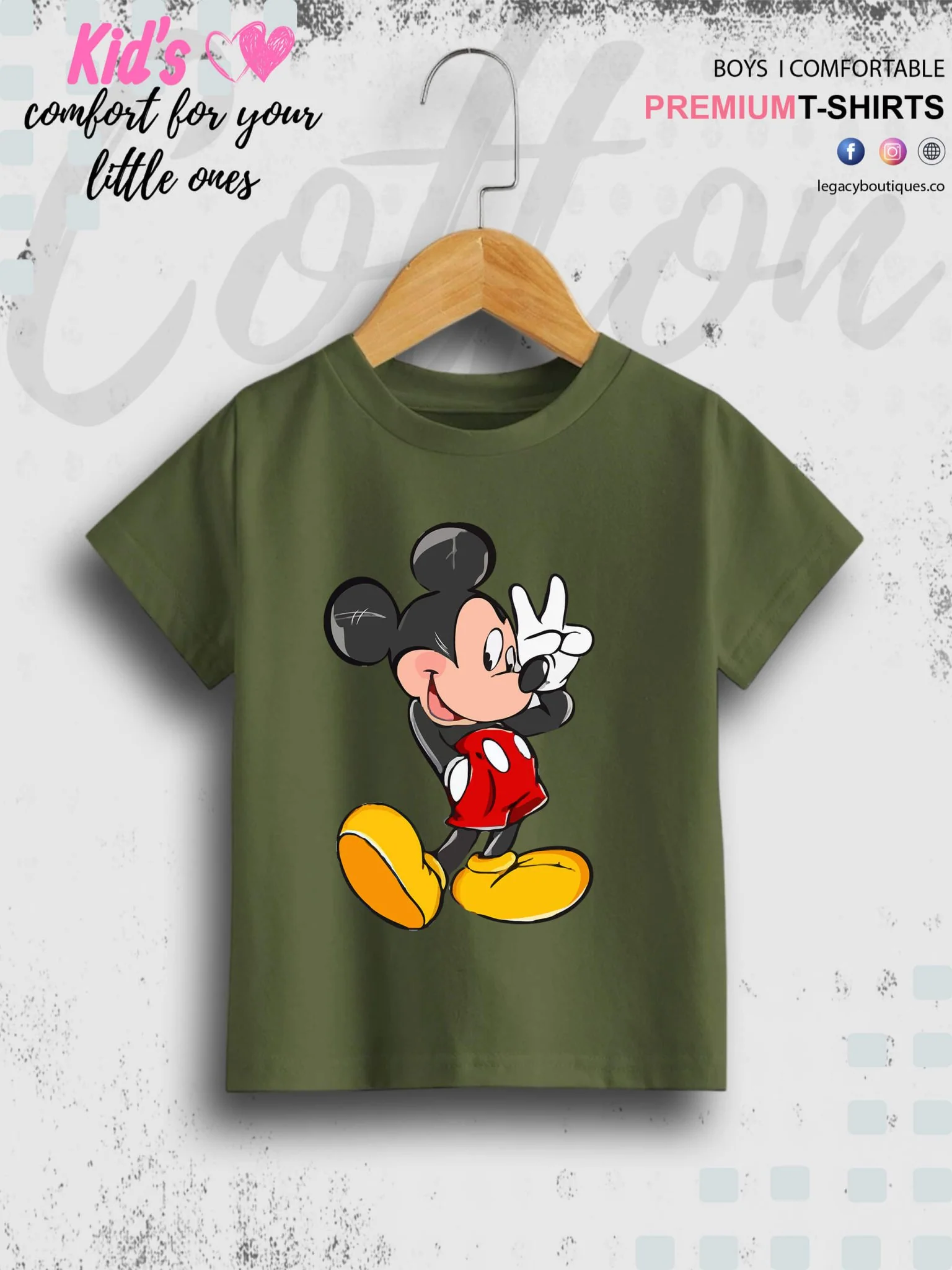 Mickey Cartoon Print 1 To 11 Year Kids Boys T-Shirt In Lowest Price Only In BD