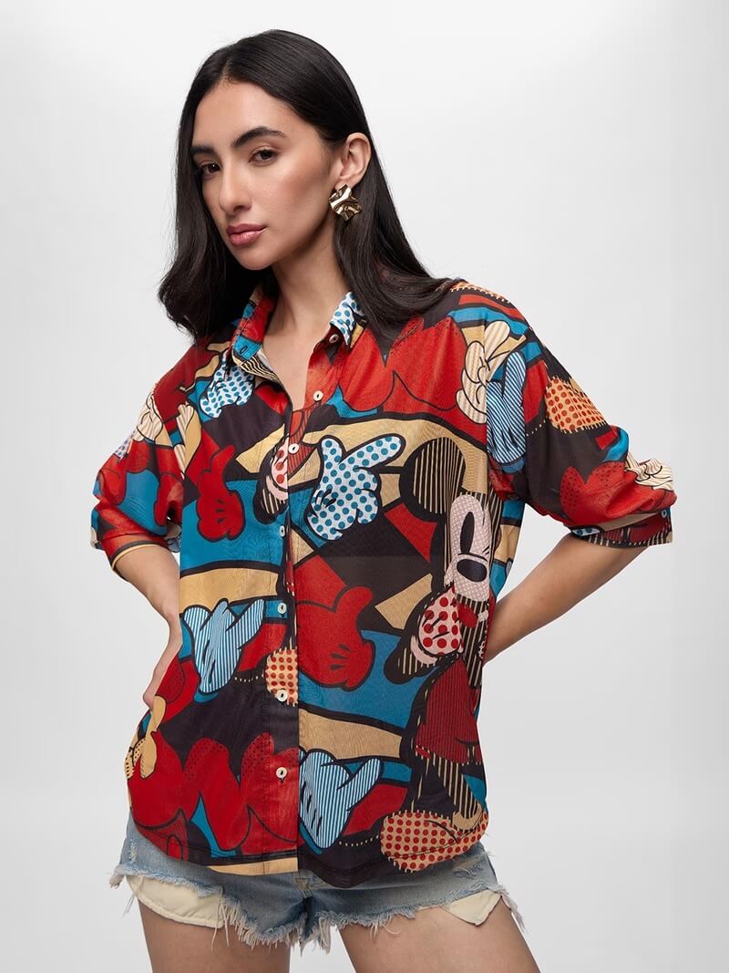 Mickey Mouse Pop Art Illustration Oversized Shirt - Image 2