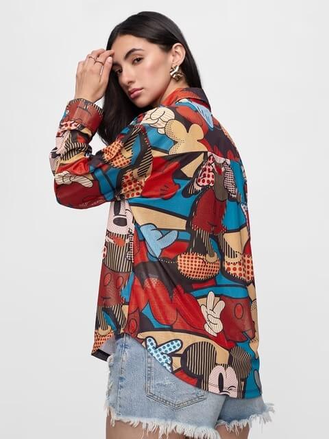 Mickey Mouse Pop Art Illustration Oversized Shirt - Image 3