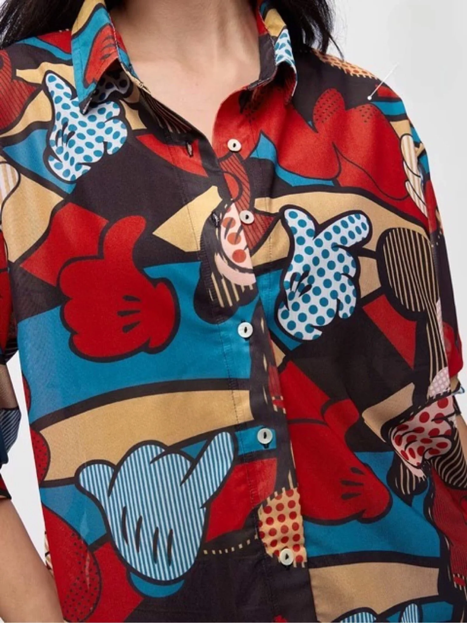 Mickey Mouse Pop Art Illustration Oversized Shirt - Image 4