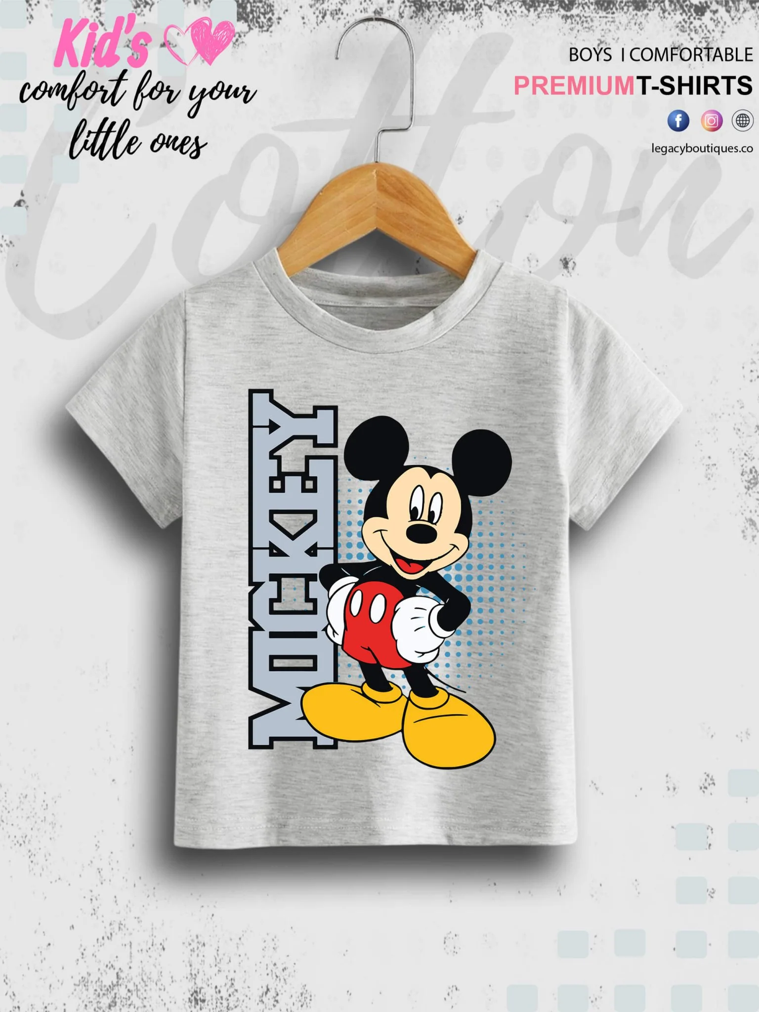 Mickey Printed 1 To 11 Year Kids Boys Summer Time T-Shirt In Lowest Price Only In Dhaka