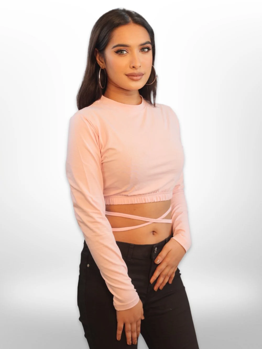 Midriff Flossing Full Sleeve Crop Tops - Image 5