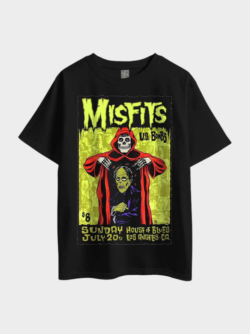 Misfits U.S. Bombs Sunday July 20th House of Blues Los Angeles CA Printed Oversized Metal Men's Cheapest Tee Bangladesh